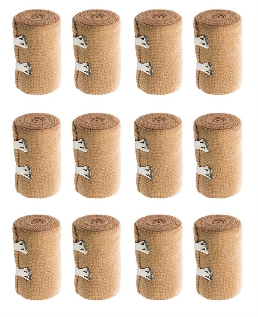 varivendo Bandage Elastikbandage 75x1150 mm beige, 12 Stück (Set, 12-tlg., Elastikbandage), Stützbandage Sportbinde Fixierverband