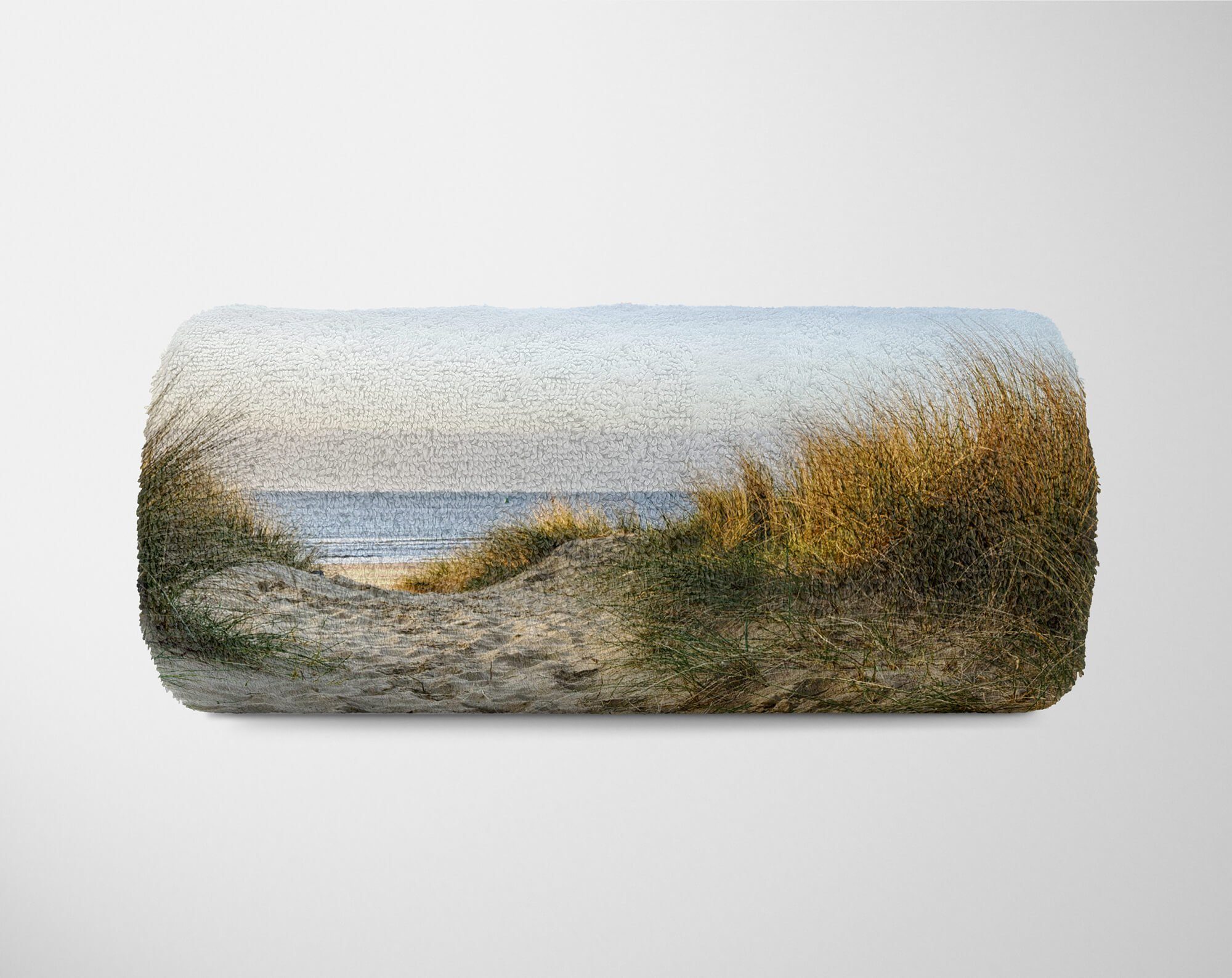 Ostsee Handtuch mit Art Sanddünen M, Sinus Saunatuch Baumwolle-Polyester-Mix Handtuch Fotomotiv Strandhandtuch Handtücher Kuscheldecke (1-St),