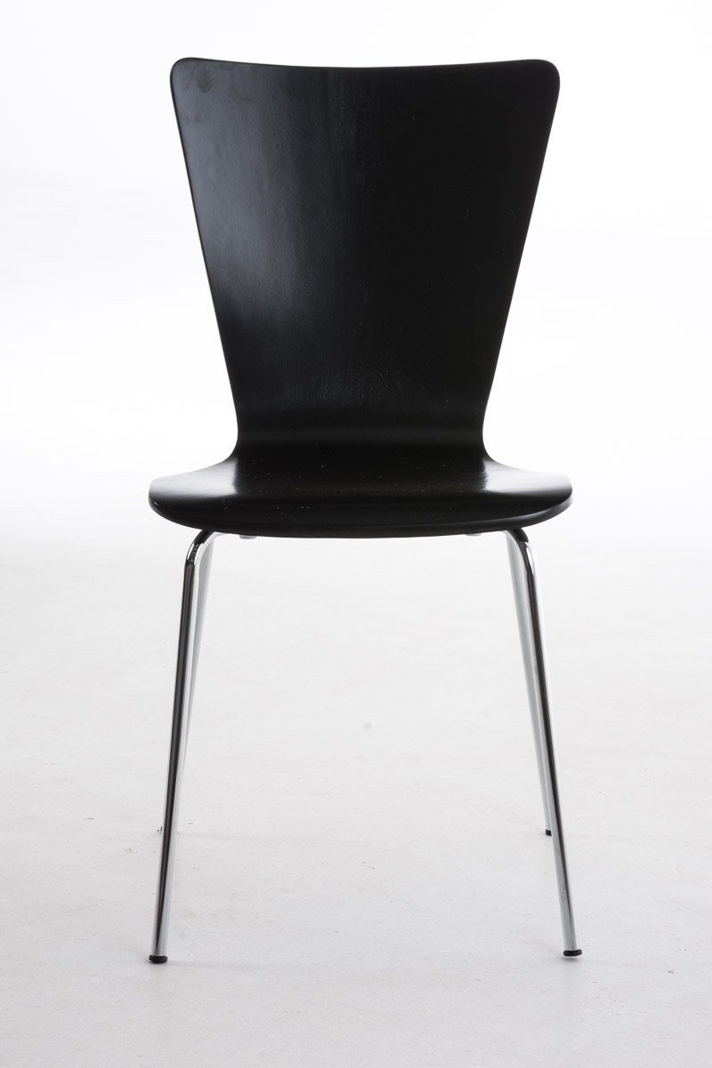 CLP Besucherstuhl Aaron (2er Set), ergonomisch geformter Holzsitz schwarz