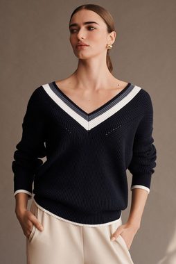 Next V-Ausschnitt-Pullover Pullover mit V-Ausschnitt und Zierstreifen (1-tlg)