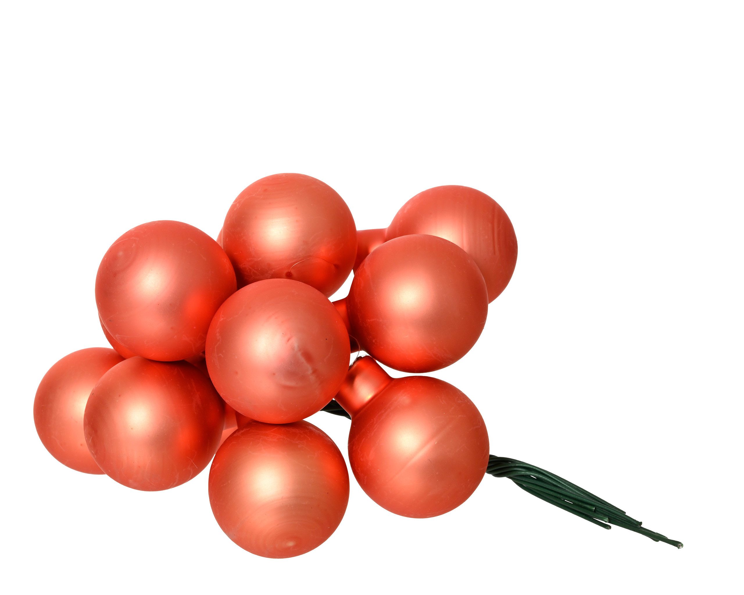 Kaemingk Weihnachtsbaumkugel, Weihnachtskugeln am Draht 2cm Glas 12 Stück - Warmorange matt