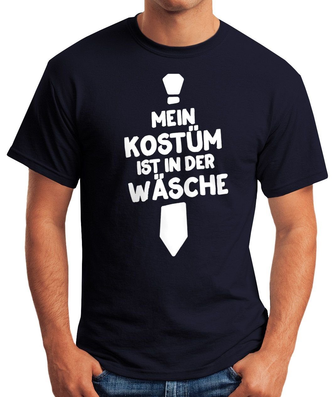 Print-Shirt Faschings-Shirt Kostüm Herren Mein Moonworks® in ist mit navy Print MoonWorks Fun-Shirt Wäsche T-Shirt Fasching der