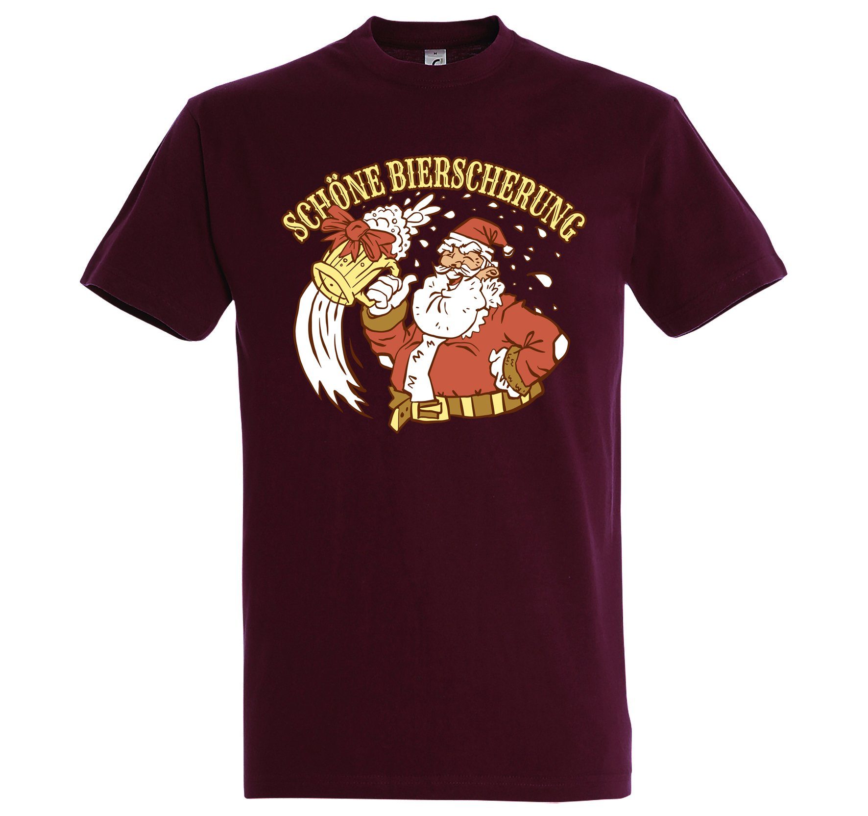 Youth Designz T-Shirt "Schöne Bierscherung" Herren Shirt mit trendigem Frontprint Burgund