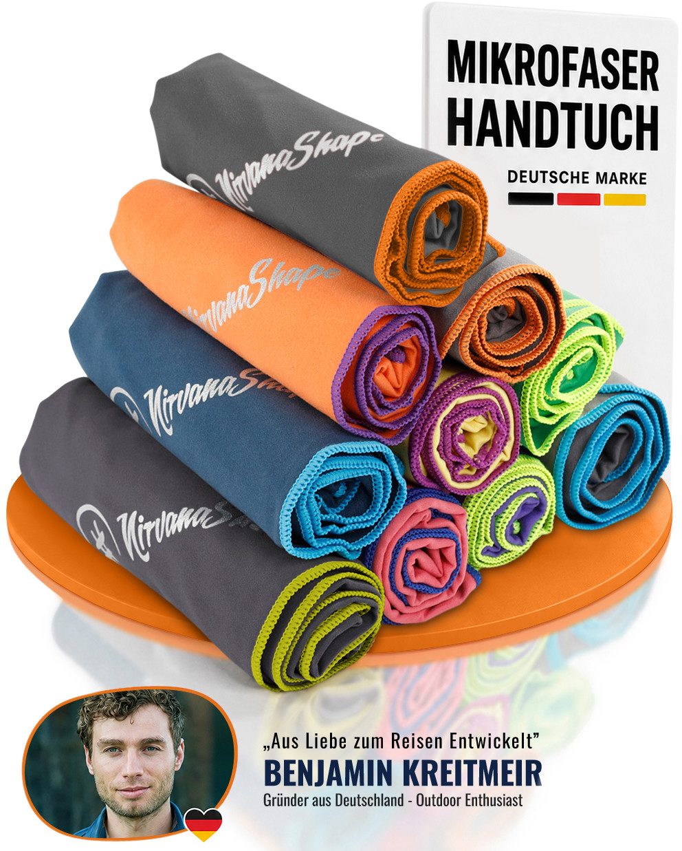 NirvanaShape Sporthandtuch Mikrofaser Handtuch, Badehandtuch, Reisehandtuch, Sporthandtuch, saugfähig, leicht, schnelltrocknend, für Reisen, Fitness, Yoga, Sauna