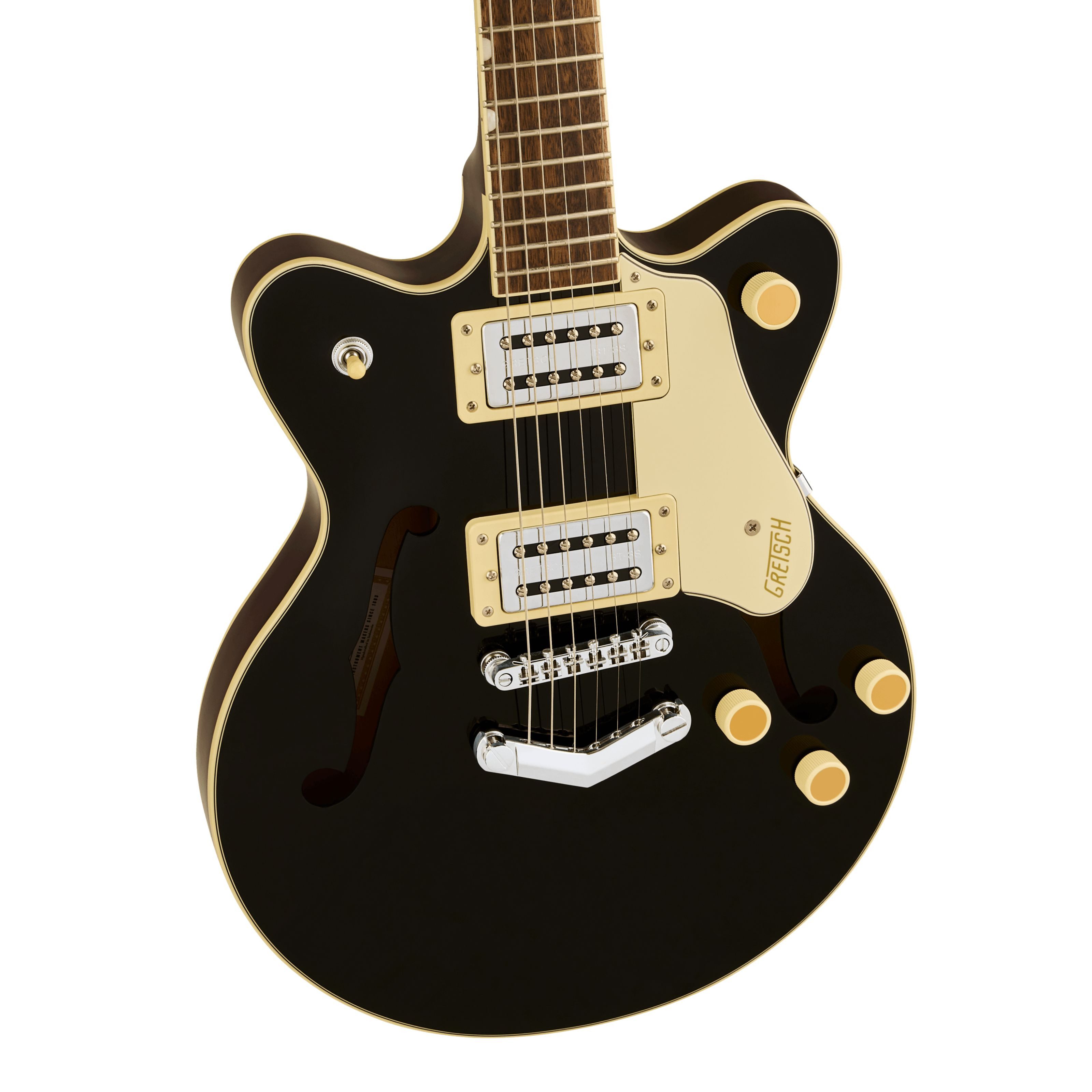 Gretsch Halbakustik-Gitarre, Halb-Akustik Gitarren, Semi Hollow-Modelle, G2655 Streamliner Center Block Jr Double Cut V-Stoptail Black -