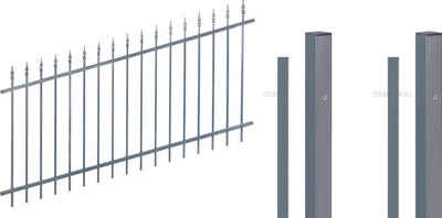 Alberts Metallzaun Chaussee verstellbar, Höhe: 100 cm, Gesamtlänge: 4 - 10 m, zum Einbetonieren