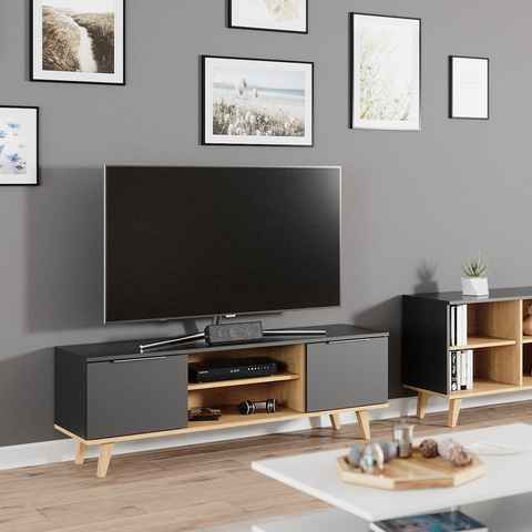 Vicco Lowboard Fernsehschrank Sideboard Nautica Anthrazit / Buche