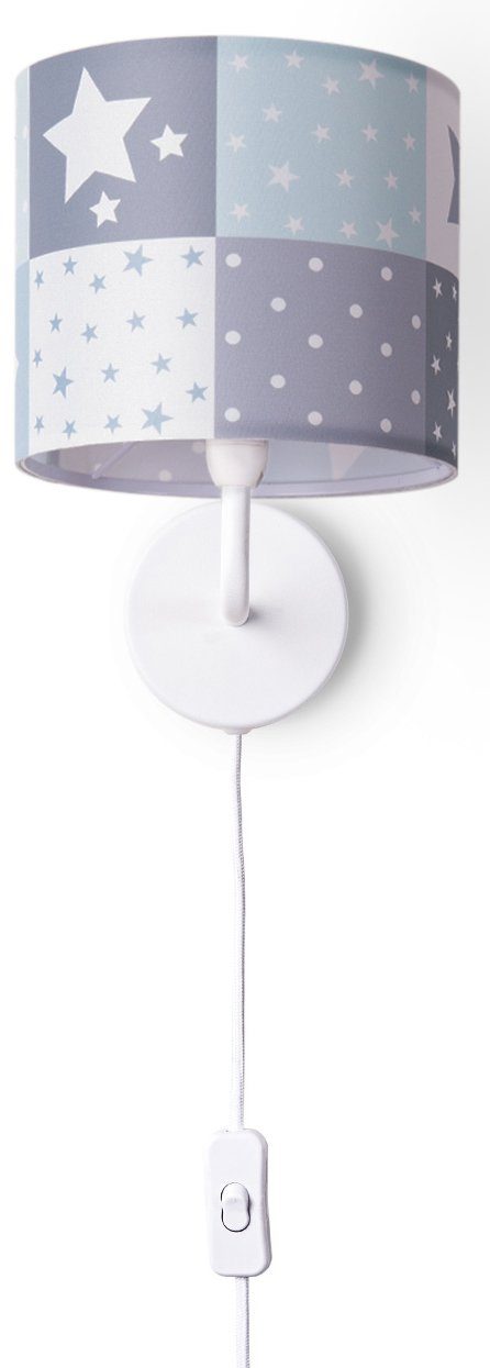 Paco Home Wandleuchte Cosmo 345, ohne Leuchtmittel, Kinderlampe Wandlampe Schalter Ø 18cm Sterne Punkte Kabellänge 3m E14