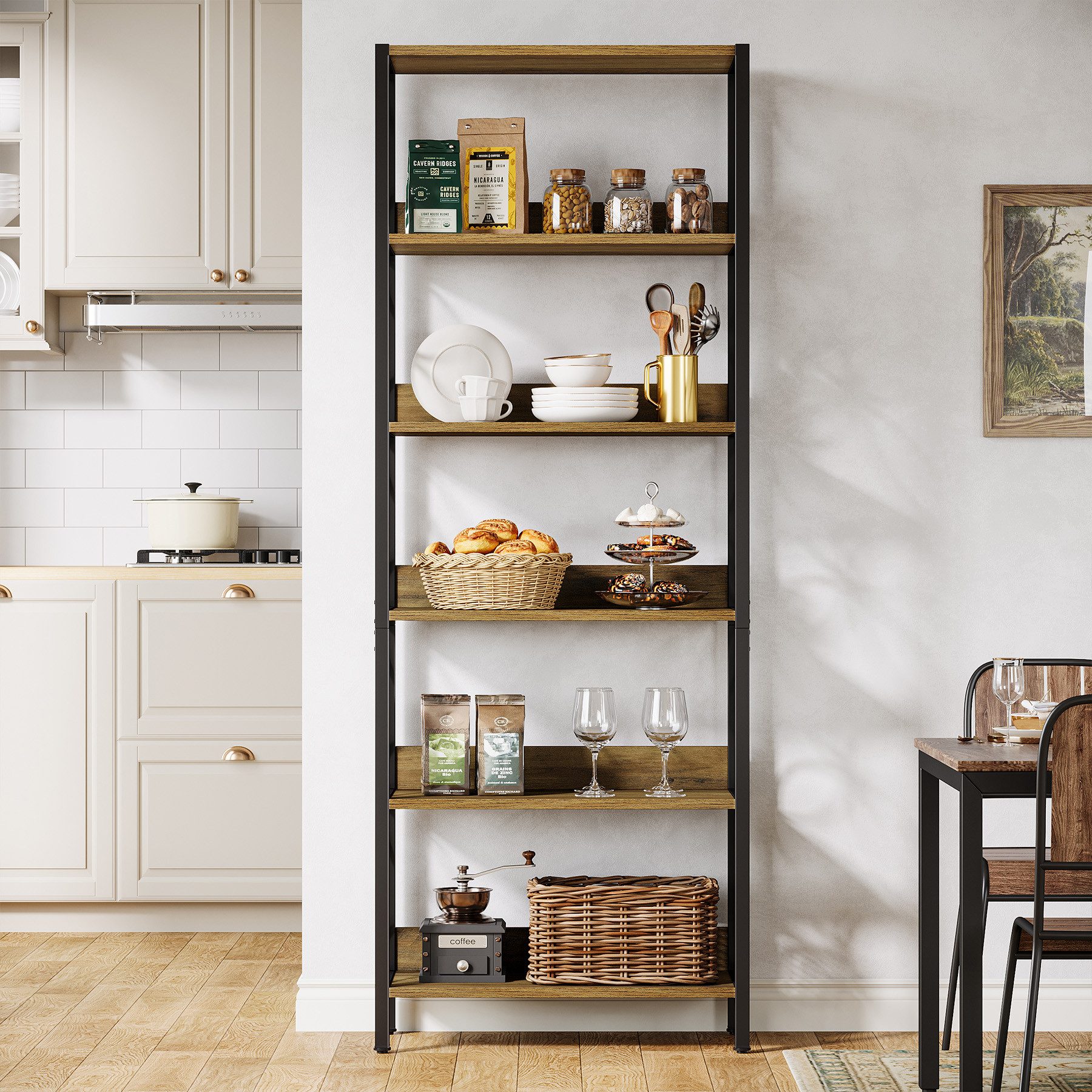 Tribesigns Bücherregal Regal mit 6 Ebenen, 180 cm, industrieller Metallrahm günstig online kaufen