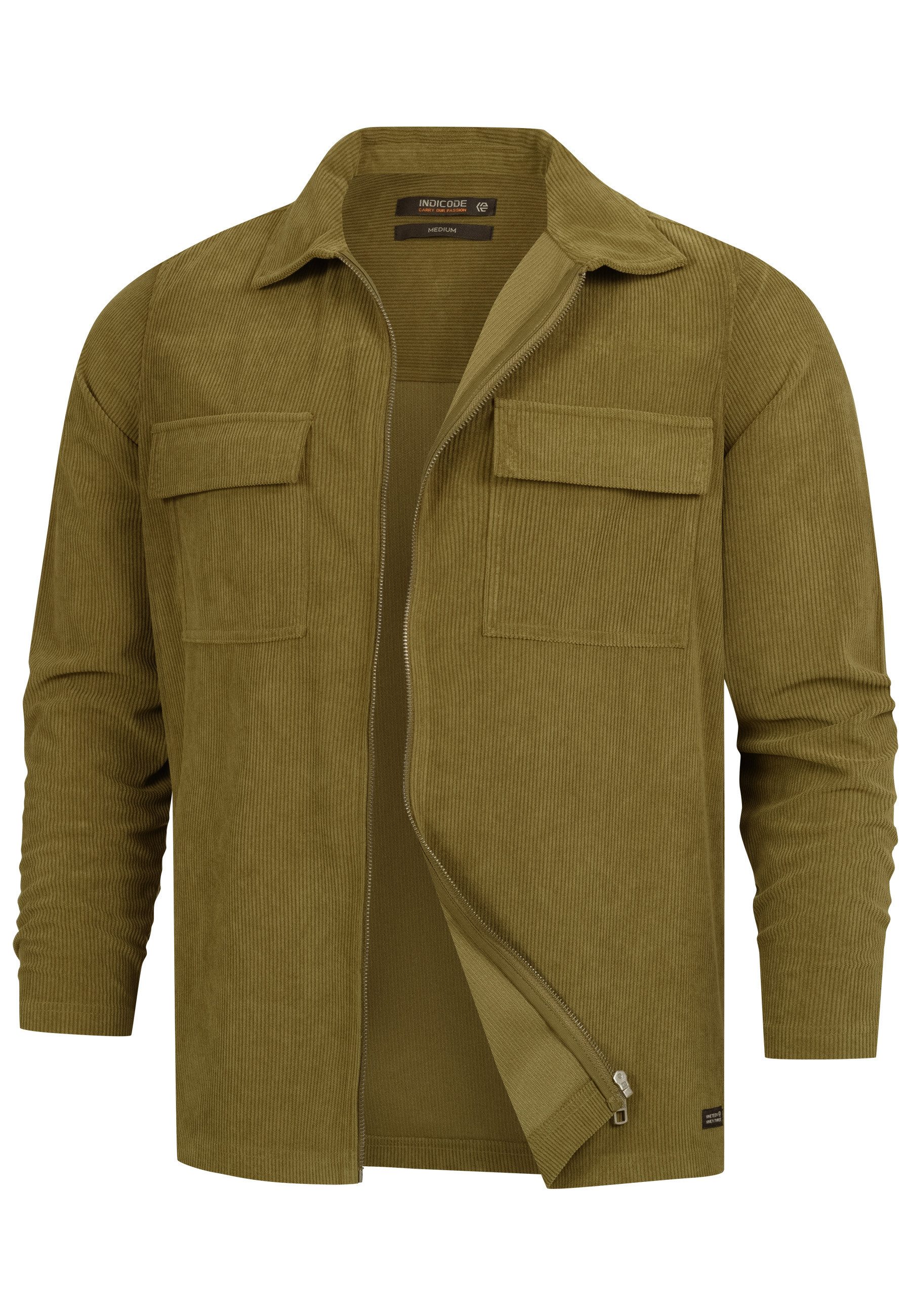 Indicode Langarmhemd Herren INNemoto Zip Herrenhemd Langarm Leichtes Zip-He günstig online kaufen