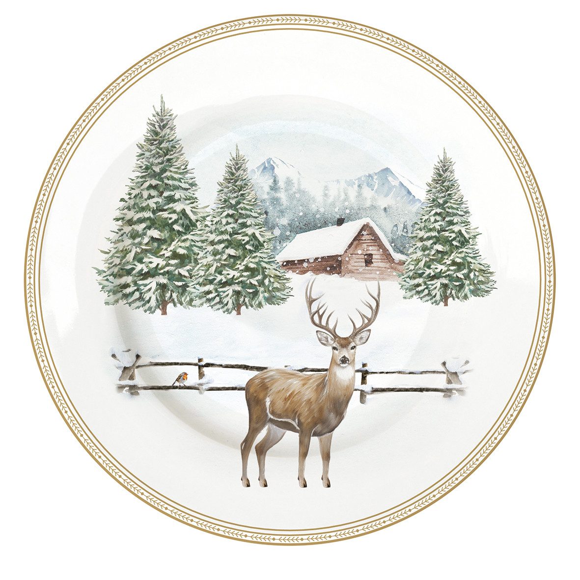 EasyLife Kuchenteller White Forest, Handwäsche empfohlen, Weiß, Motiv: Winterwald