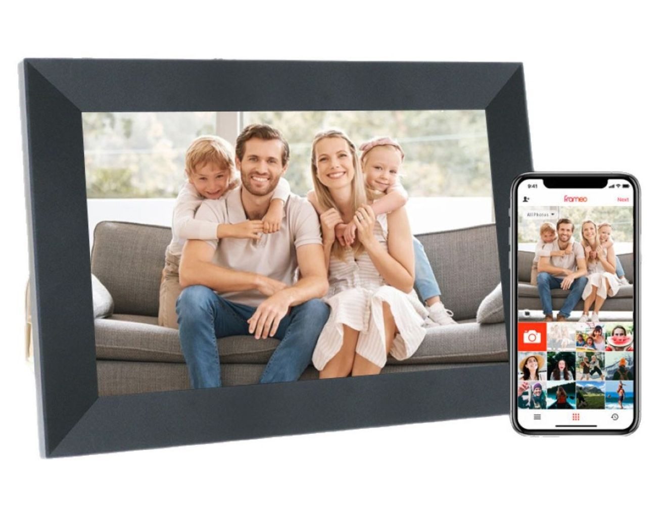 BBG Digitaler Bilderrahmen 10,1 Zoll WLAN mit Touchscreen Digitaler Bilderrahmen (25,65 cm/10.1 ", 1280 × 800 Pixel, 32 GB, IPS HD Display, Frameo App)