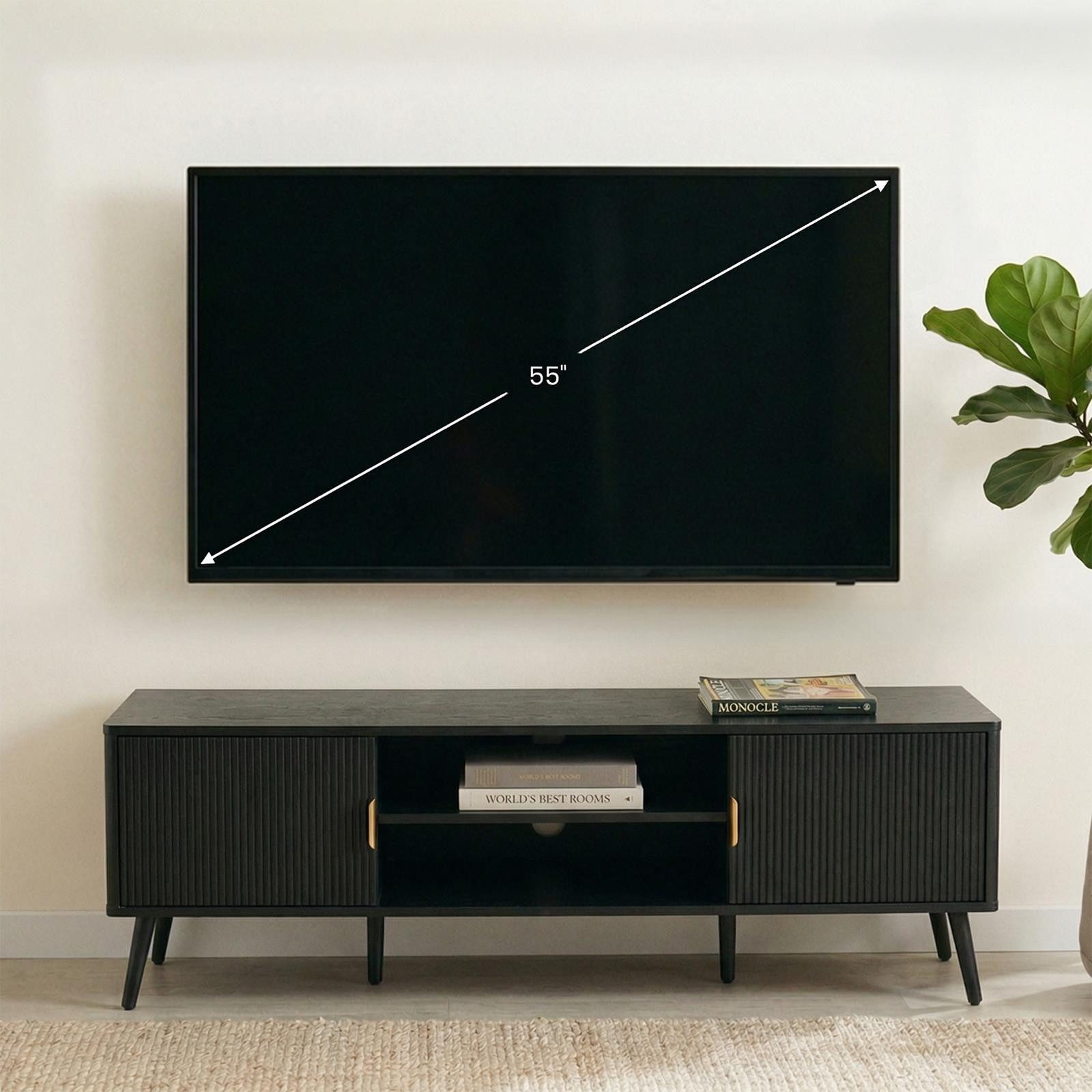 IDIMEX Lowboard ALMA, TV Lowboard 140 cm mit Metallgriffen und Stauraum Schwarz