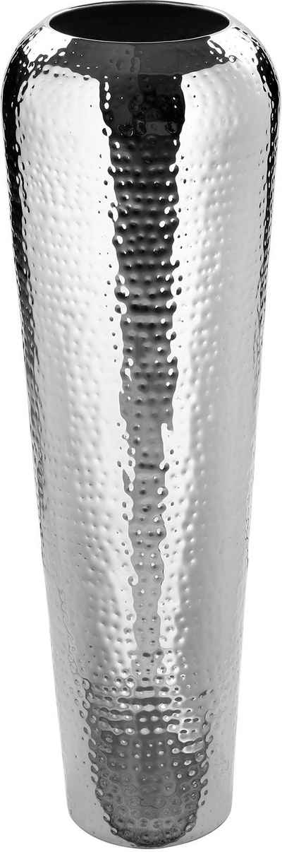 Fink Dekovase TUTZI, mit gehämmerter Struktur (1 St), Vase aus Metall, vernickelt, Bodenvase