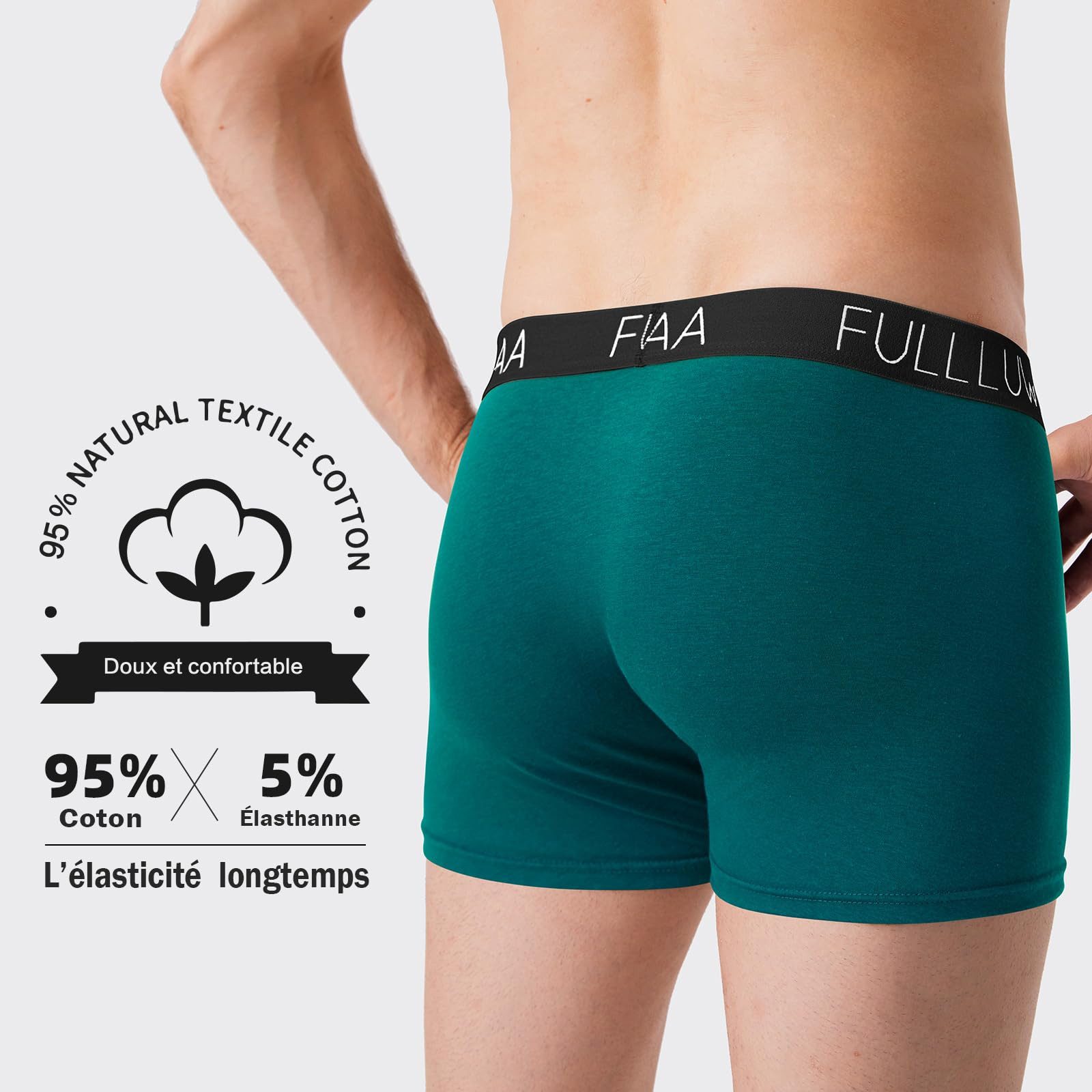 Fullluwaa Boxershorts Herren Boxershorts 12er Pack – Bequeme Unterhosen (12-St) aus elastischer Baumwolle mit perfekter Passform und Komfortbund – Bild 4 von 5