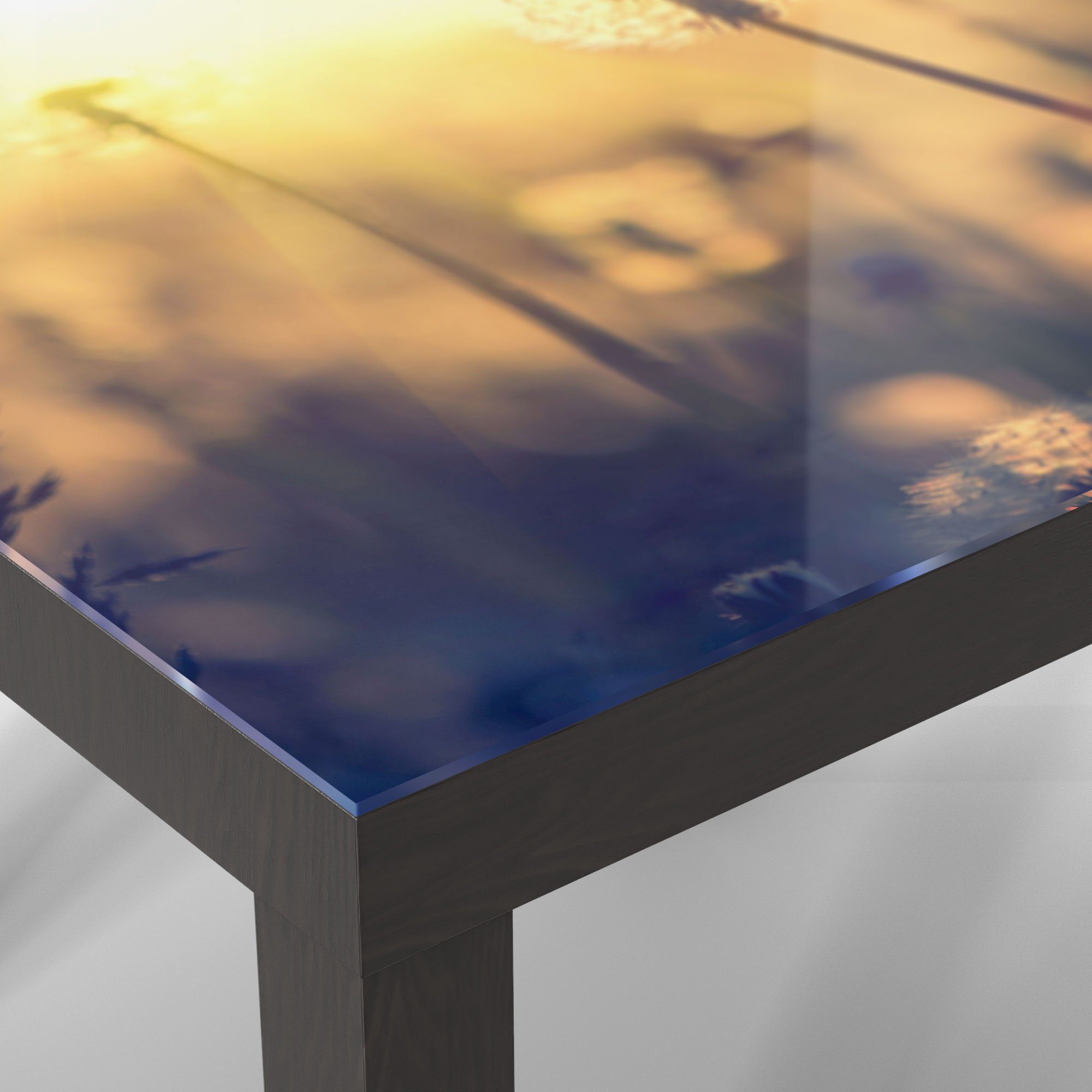 Couchtisch Glastisch Schwarz modern 'Pusteblumenwiese', DEQORI Beistelltisch Glas