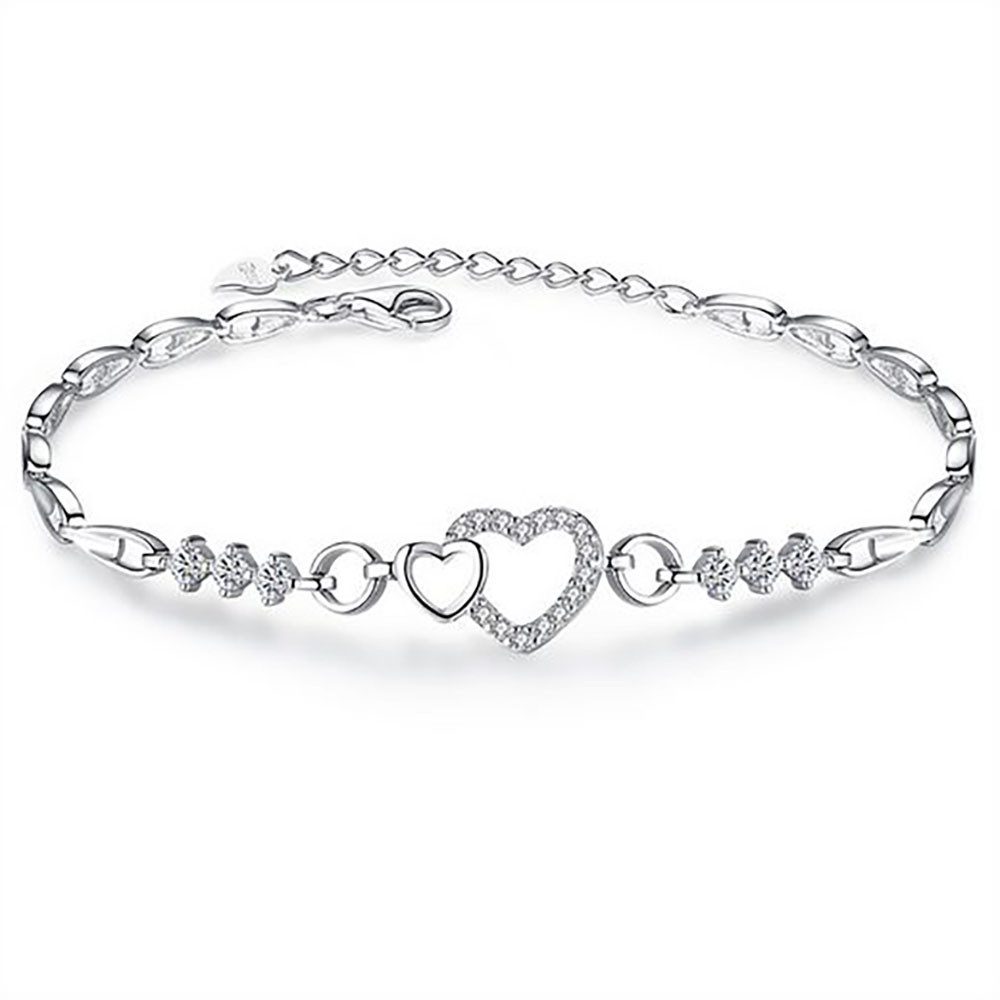 Fivejoy Silberarmband Silberarmband Love Heart mit Diamanten Armband (1-tlg), (Zirkonia Armband Handschmuck für Frauen) mit Karabinerverschluss