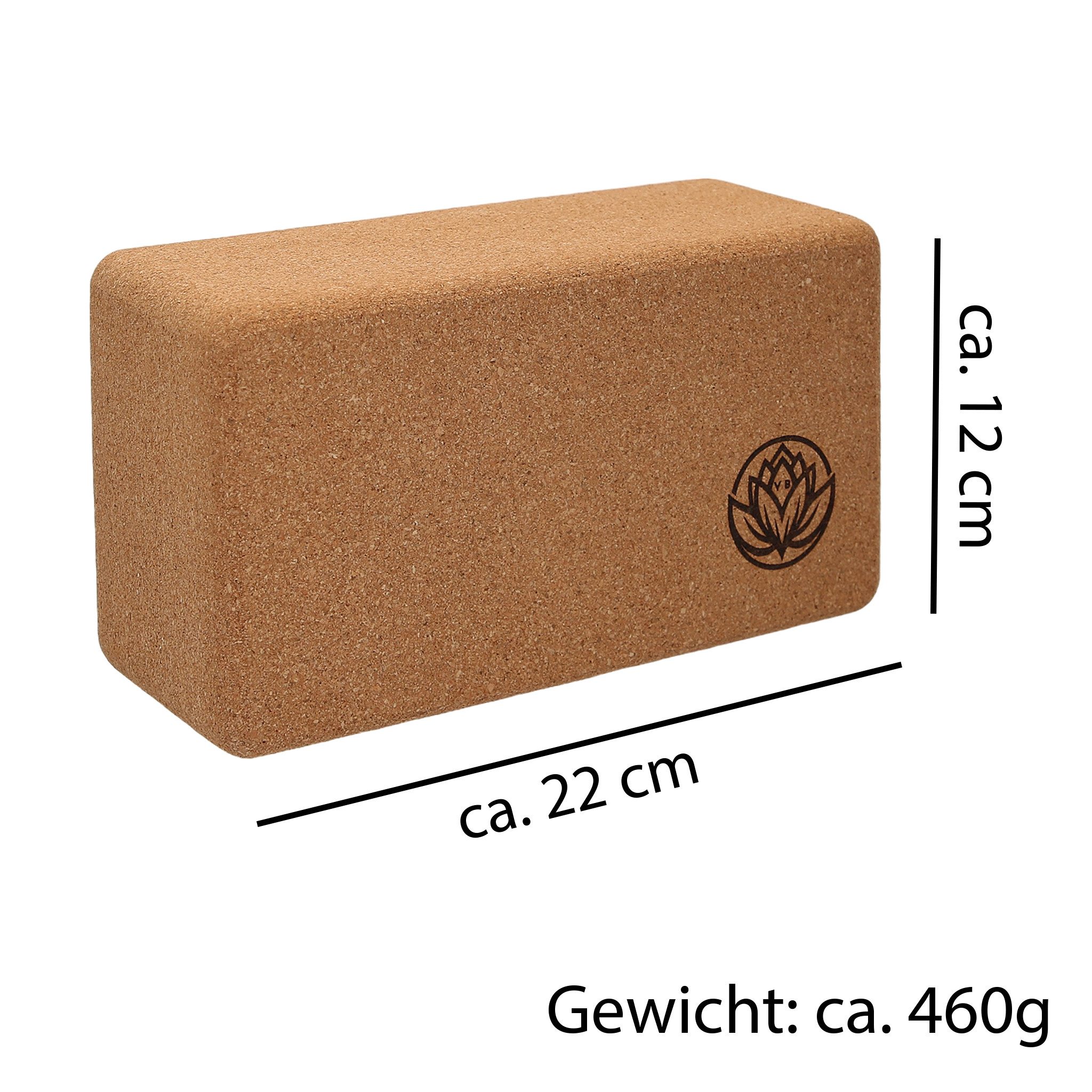VonBueren Yogablock aus Kork 22 x 12 x 7,5 cm Yogablöcke Yogazubehör Hatha Klotz, (2 Stück; 4 Stück, 2-tlg)