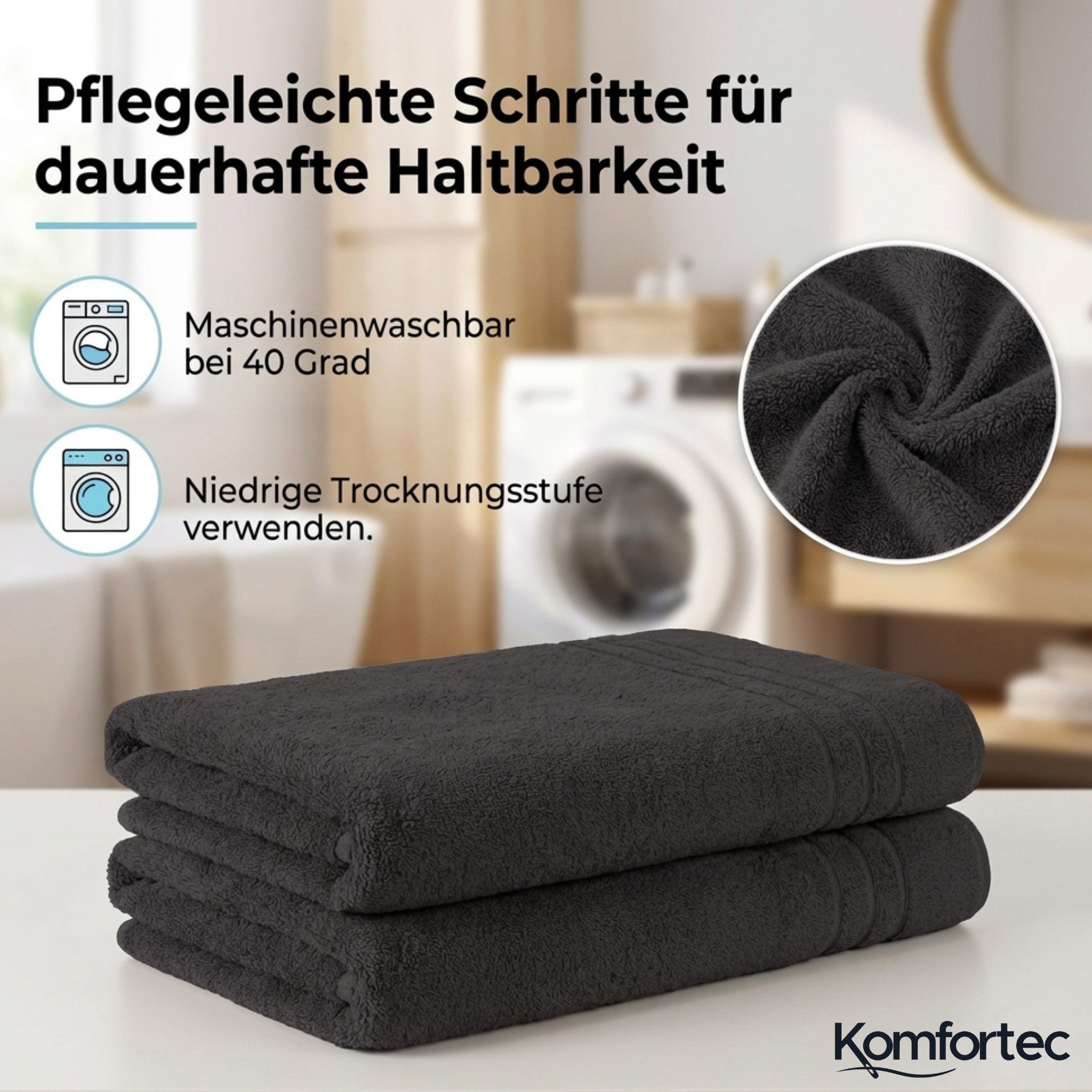 Komfortec Saunatuch 100x200 cm Badetuch aus 100% Baumwolle, Frottee (1-St), extra Große, Schnelltrocknend