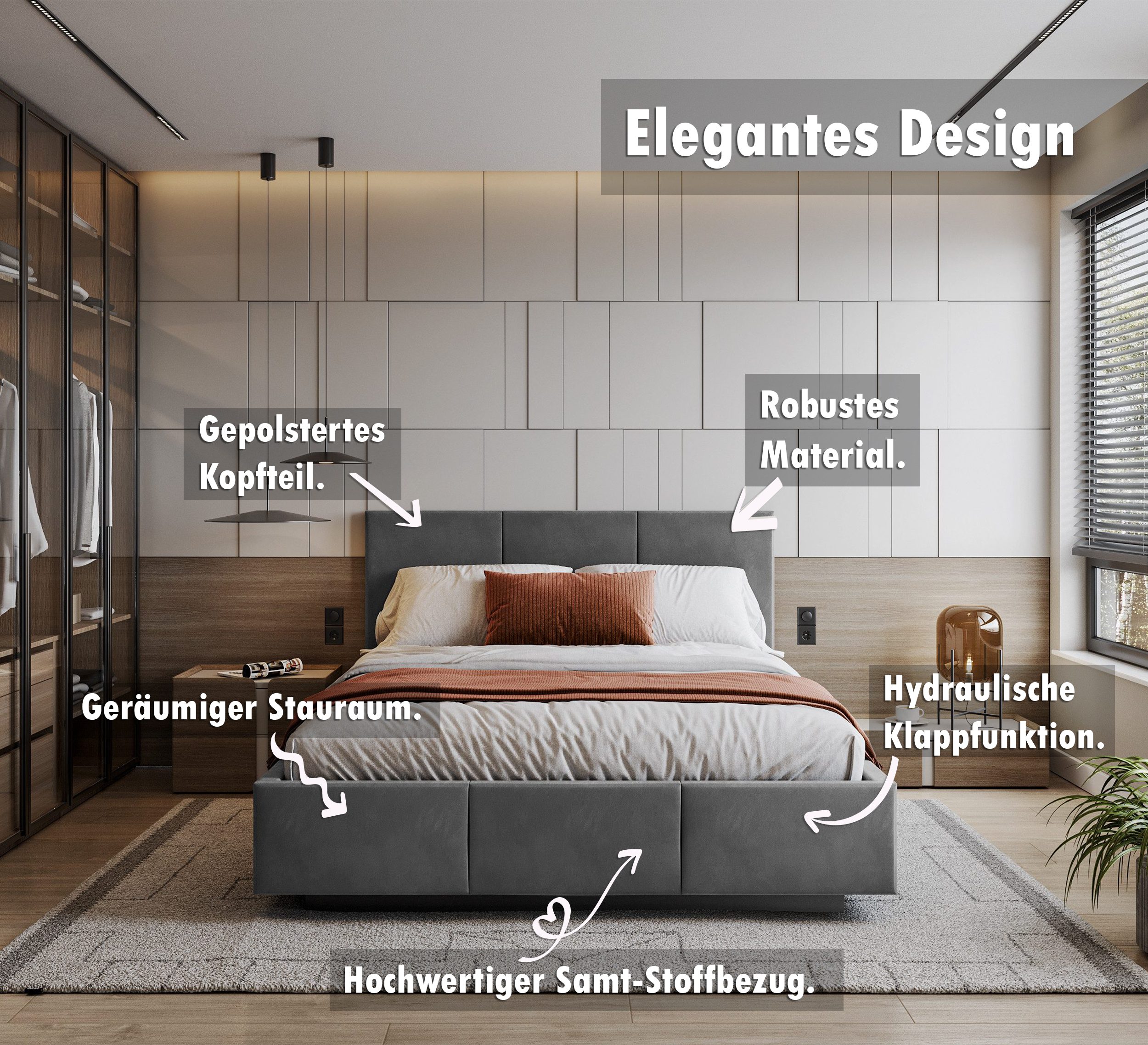thematys Polsterbett Stauraumbett mit Bettkasten 90x200, 120x200, 140x200, günstig online kaufen