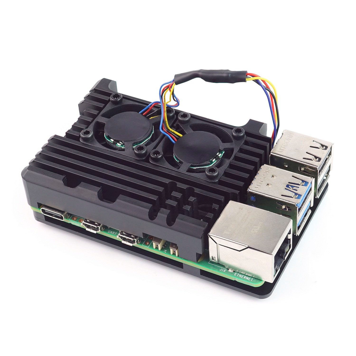 PC-Gehäuse BerryBase Armor Gehäuse mit Lüfter für Raspberry Pi 5, schwarz
