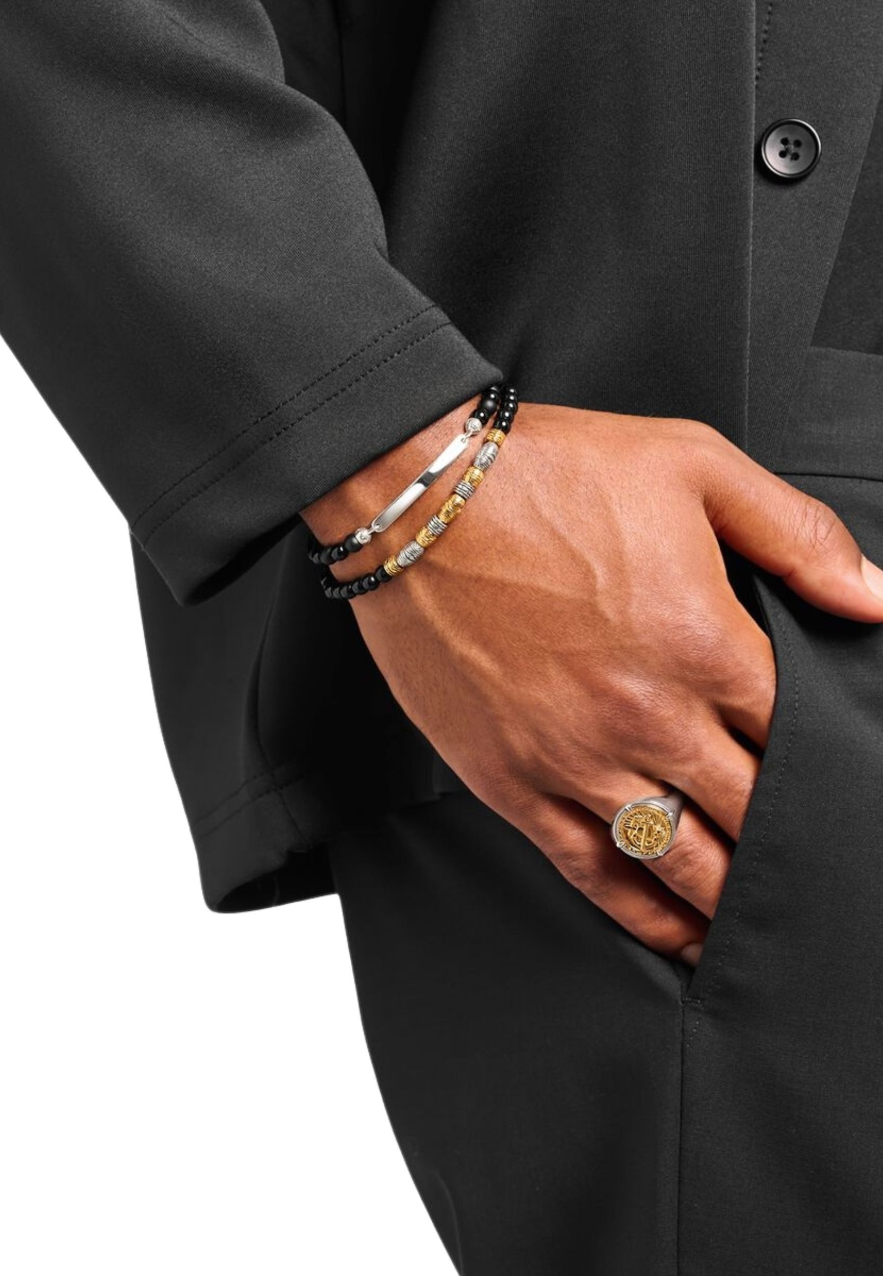 THOMAS SABO Christbaumschmuck Gravierbares Armband mit Obsidian-Perlen