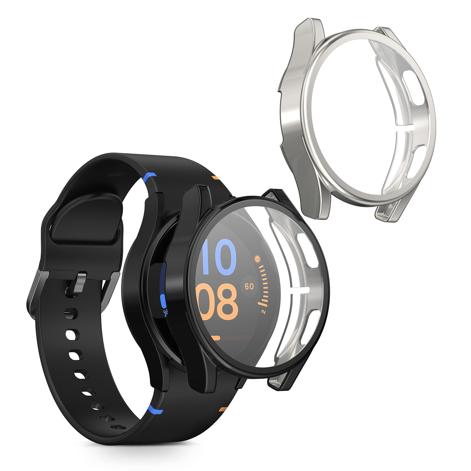 kwmobile Smartwatch-Hülle 2x Silikon Hülle für Samsung Galaxy Watch FE 40mm, Schutzhülle Fullbody Display Cover Set aus Silikon