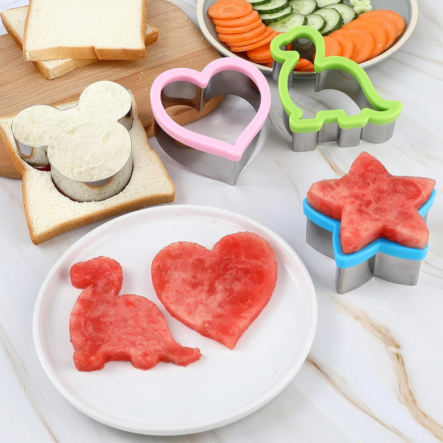 OSTWOLKE Ausstechform 43 Stück Ausstechformen Set Sanwich Brot Gemüse Ausstecher für Kinder, (43-St), Cookie Cutter mit Food Picks Obstgabeln für Kinder-Lunchbo – Bild 2 von 5