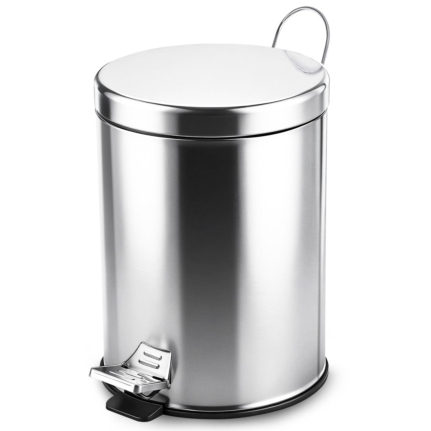 CkeyiN Pro Mülleimer Edelstahl,5L,Tretmülleimer,Mülleimer mit Inneneimer,mit Softclose, Kosmetikeimer, für Bad Badezimmer Toilette Küche Büro