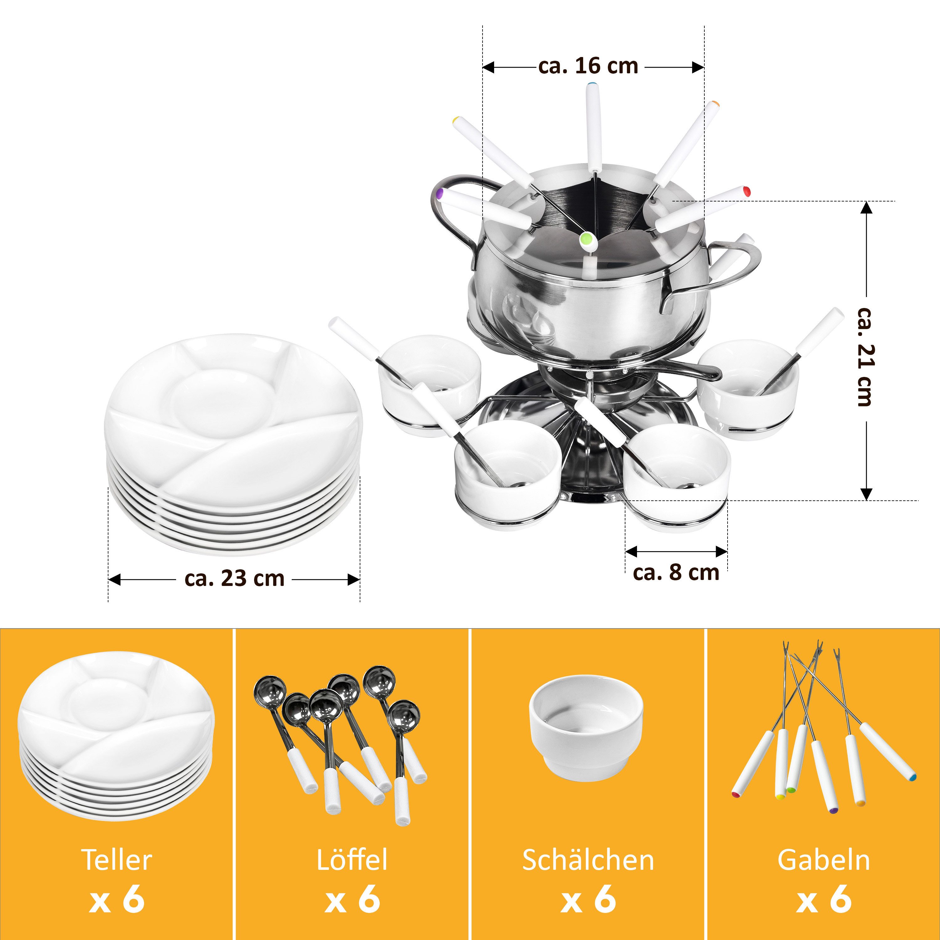 Ribelli Fonduetopf Fondue-Set 28-teilig