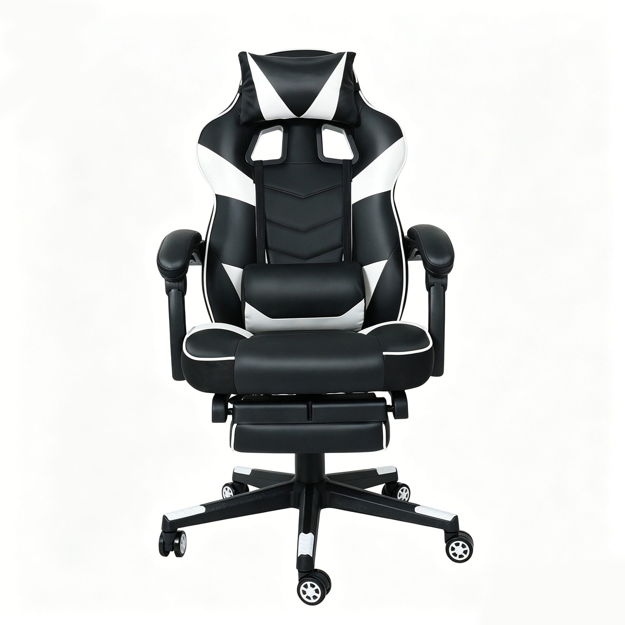 Puluomis Gaming-Stuhl mit Fußstütze 150kg, Bürostuhl Ergonomisch Chefsessel Racing Stuhl