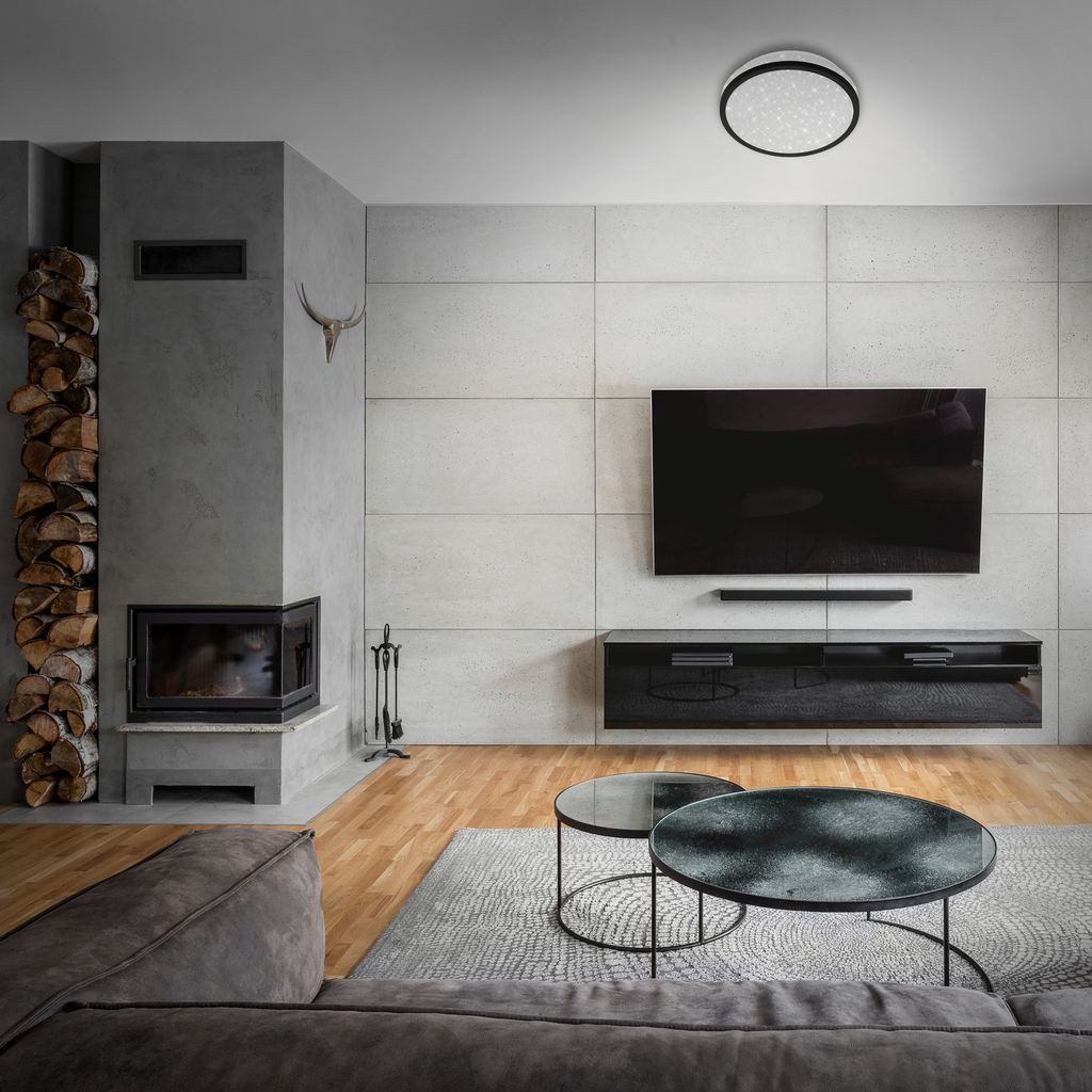 Briloner Leuchten LED Deckenleuchte 3456-015, Sternenhimmel, LED fest integriert, 2700K - Extra-Warmweiß, Sternenhimmel, IP20, schwarz, 21,7 cm