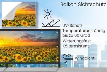 MuchoWow Balkonsichtschutz Blumen - Sonnenblume - Sonnenuntergang - Nacht - Orange (1-St) Balkonbanner, Sichtschutz für den Balkon, Robustes und wetterfest