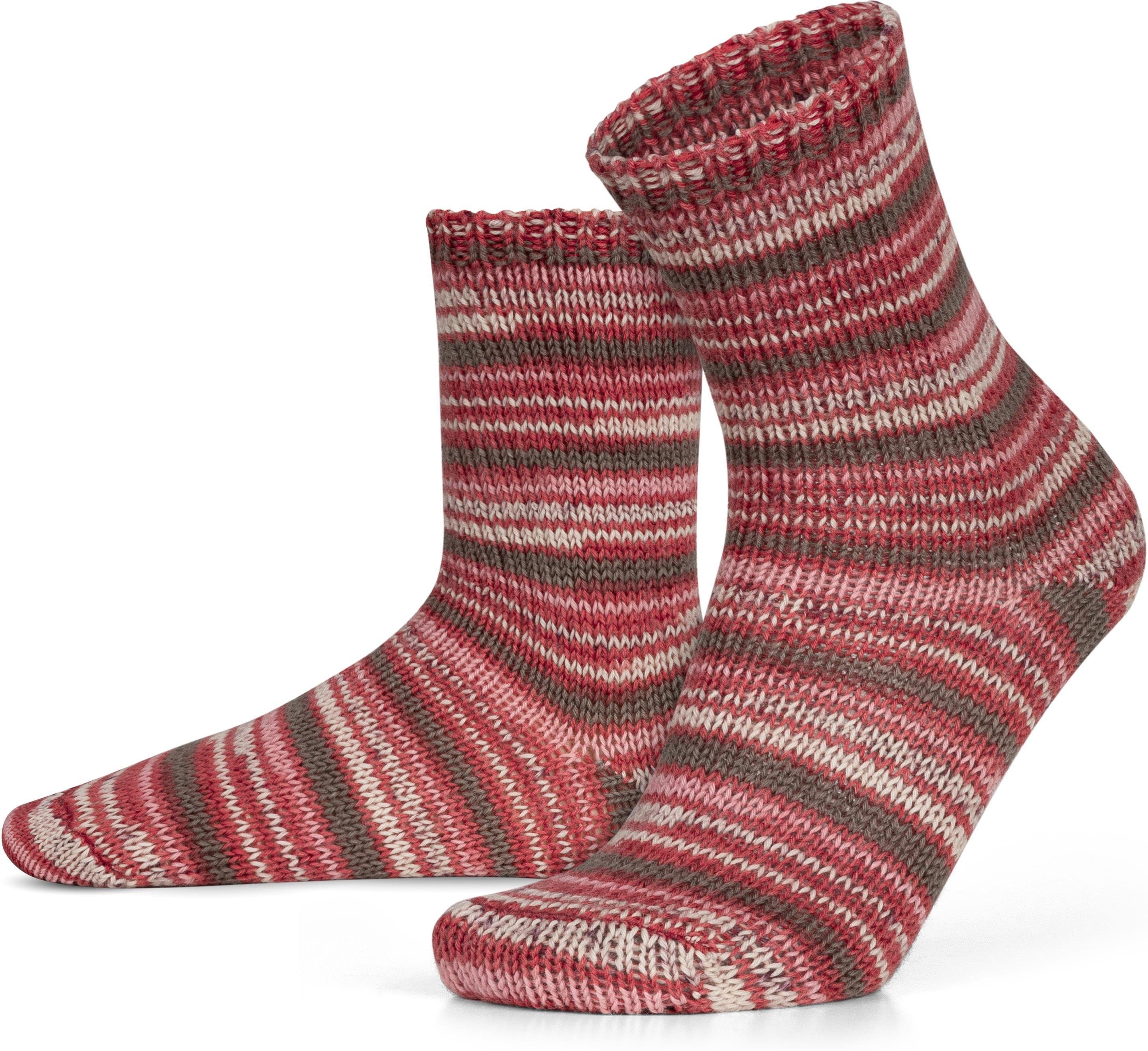 Thermosocken 2 Paar Gestrickte Wollsocken Bunt-geringelt