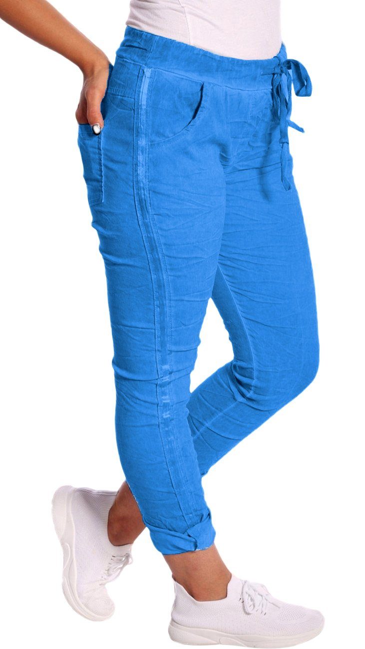 Charis Moda Jogg Pants Jogpants im stylischen Used Look mit Streifen an der Seite