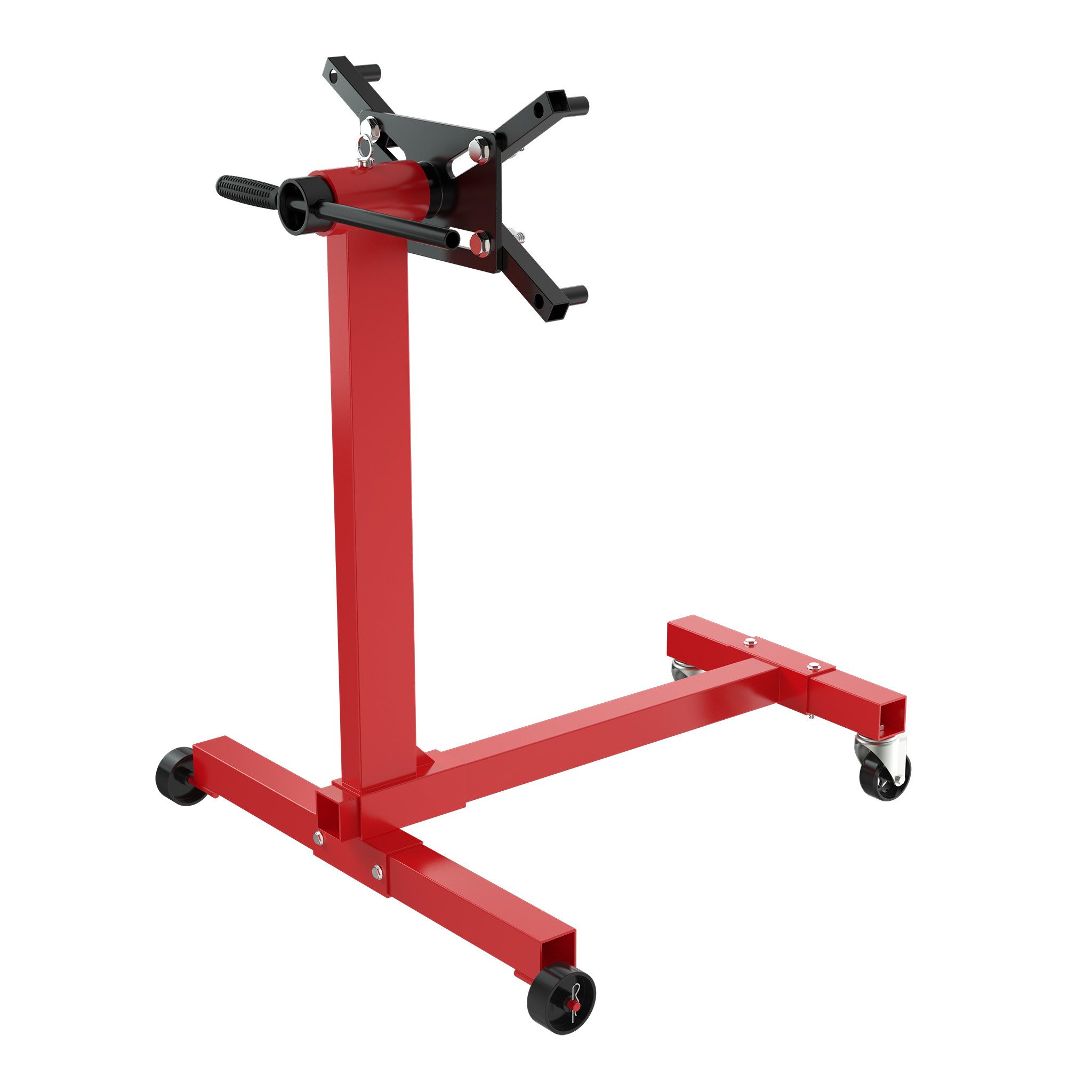 FIVMEN Werkstattkran Motorständer aus lackiertem Stahl Getriebehalter mit Rollen, Motorhalter Getriebeheber für Garagen und Werkstätten Rot