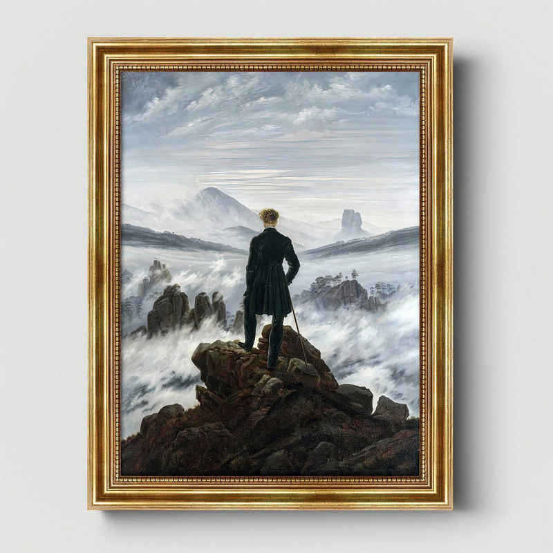 Dekomundo® Bild mit Rahmen Der Wanderer über dem Nebelmeer Caspar David Friedrich Sonderedition