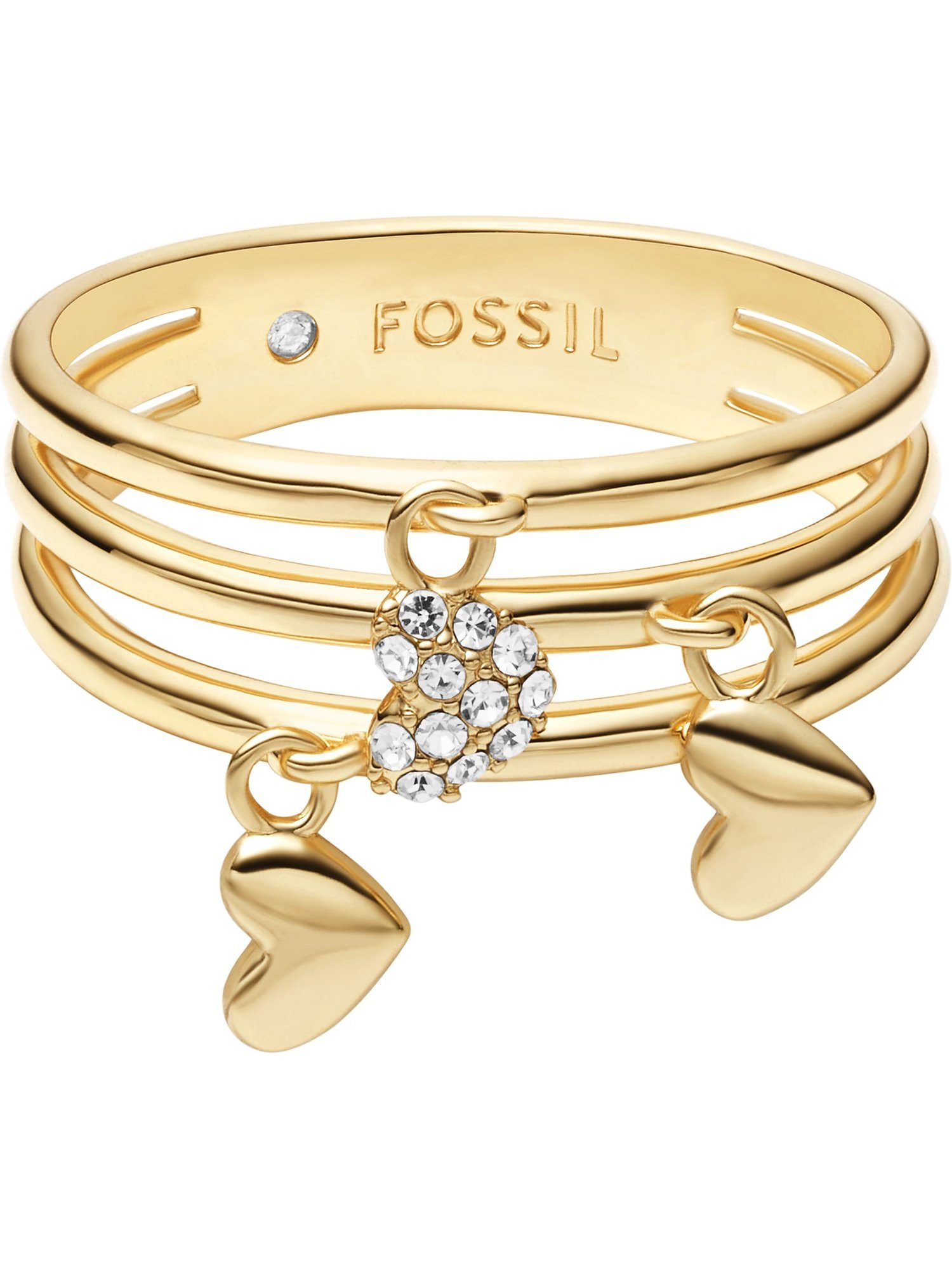 Fossil Fingerring Fossil Damen-Damenring Metall Glasstein, Glasstein günstig online kaufen