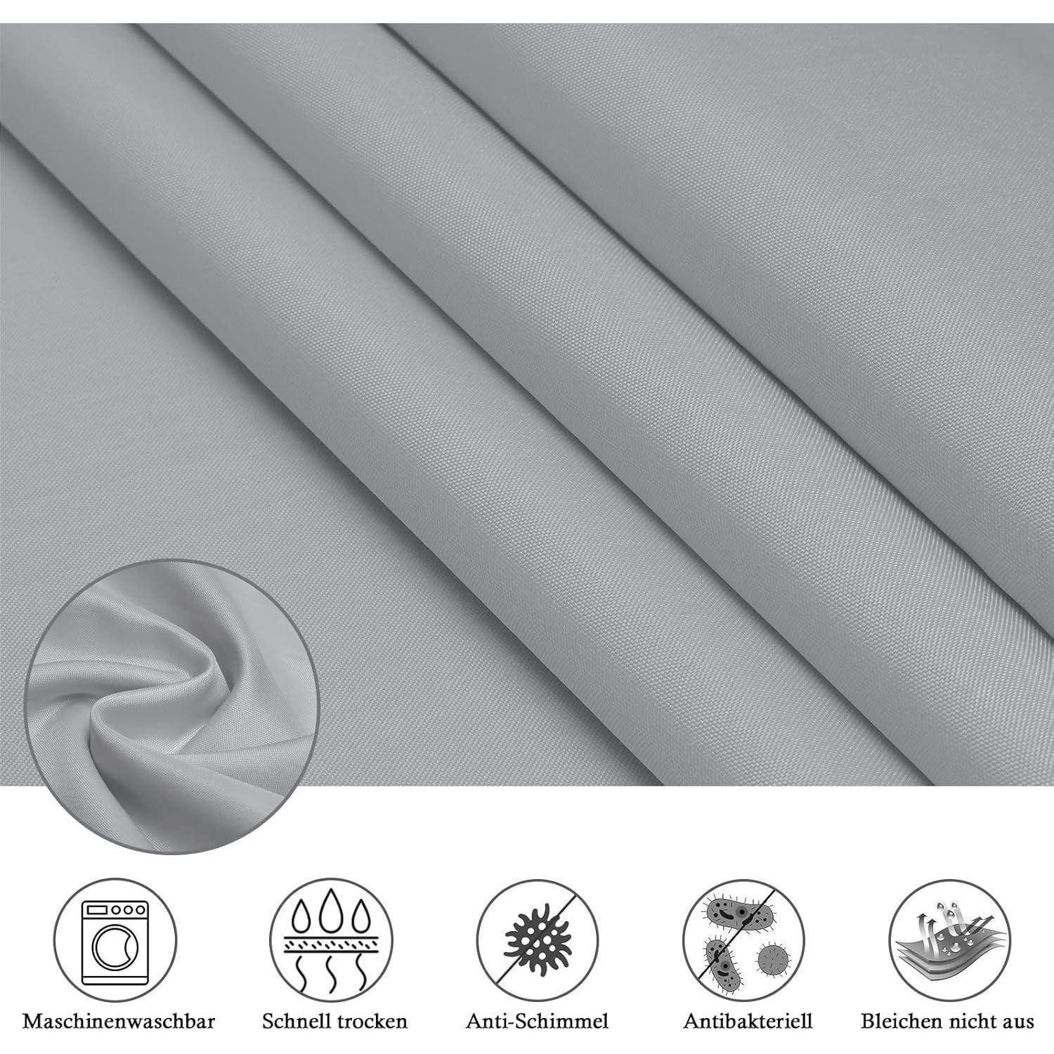 LuxusKollektion Duschvorhang Kleiner Duschvorhang 100x200 Grau Wasserdicht Antischimmel 6 Ringe Breite 100 cm – Bild 5 von 5