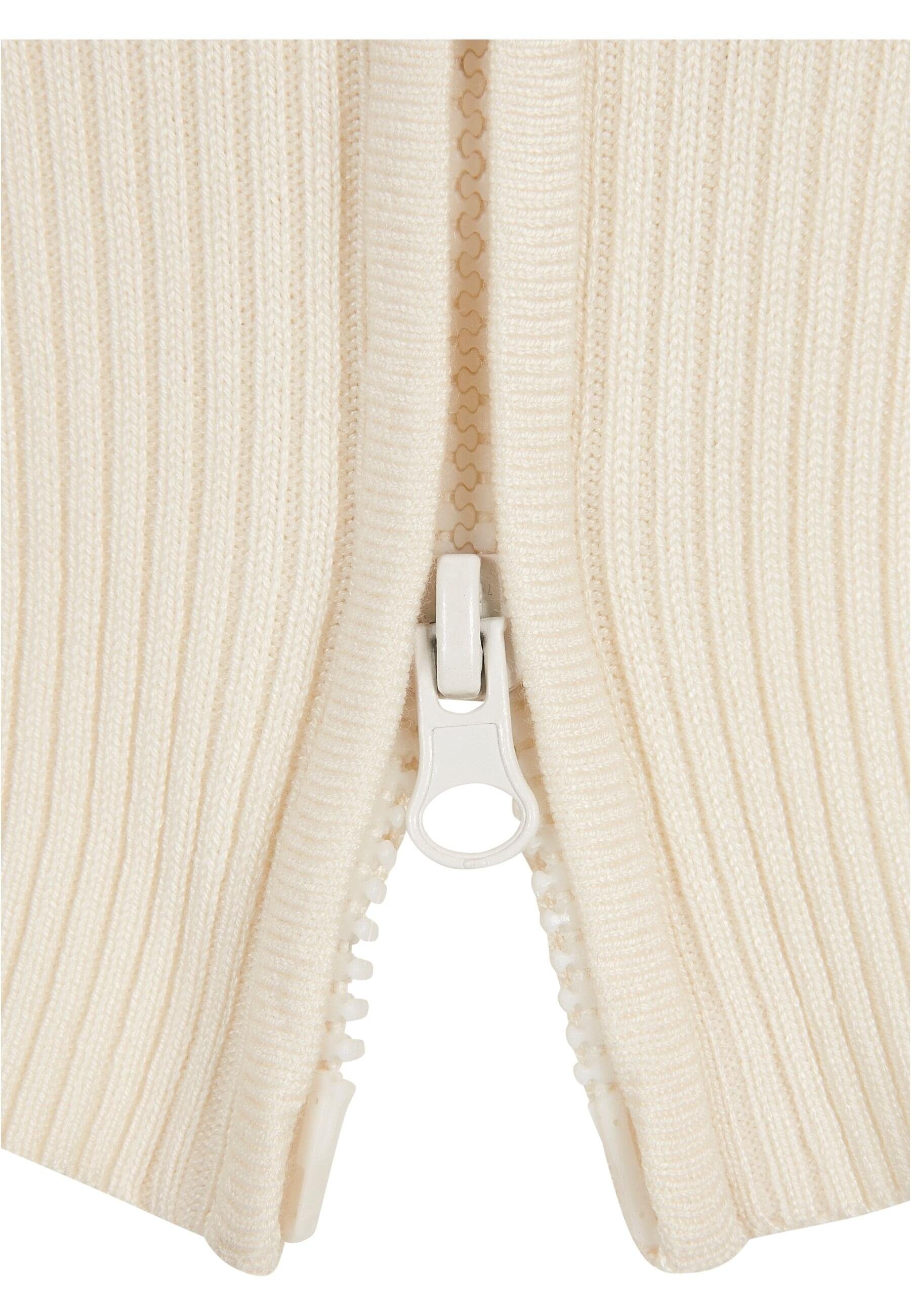 URBAN CLASSICS (1-tlg) Damen Cropped Rib Cardigan Knit whitesand Zip Cardigan Ladies