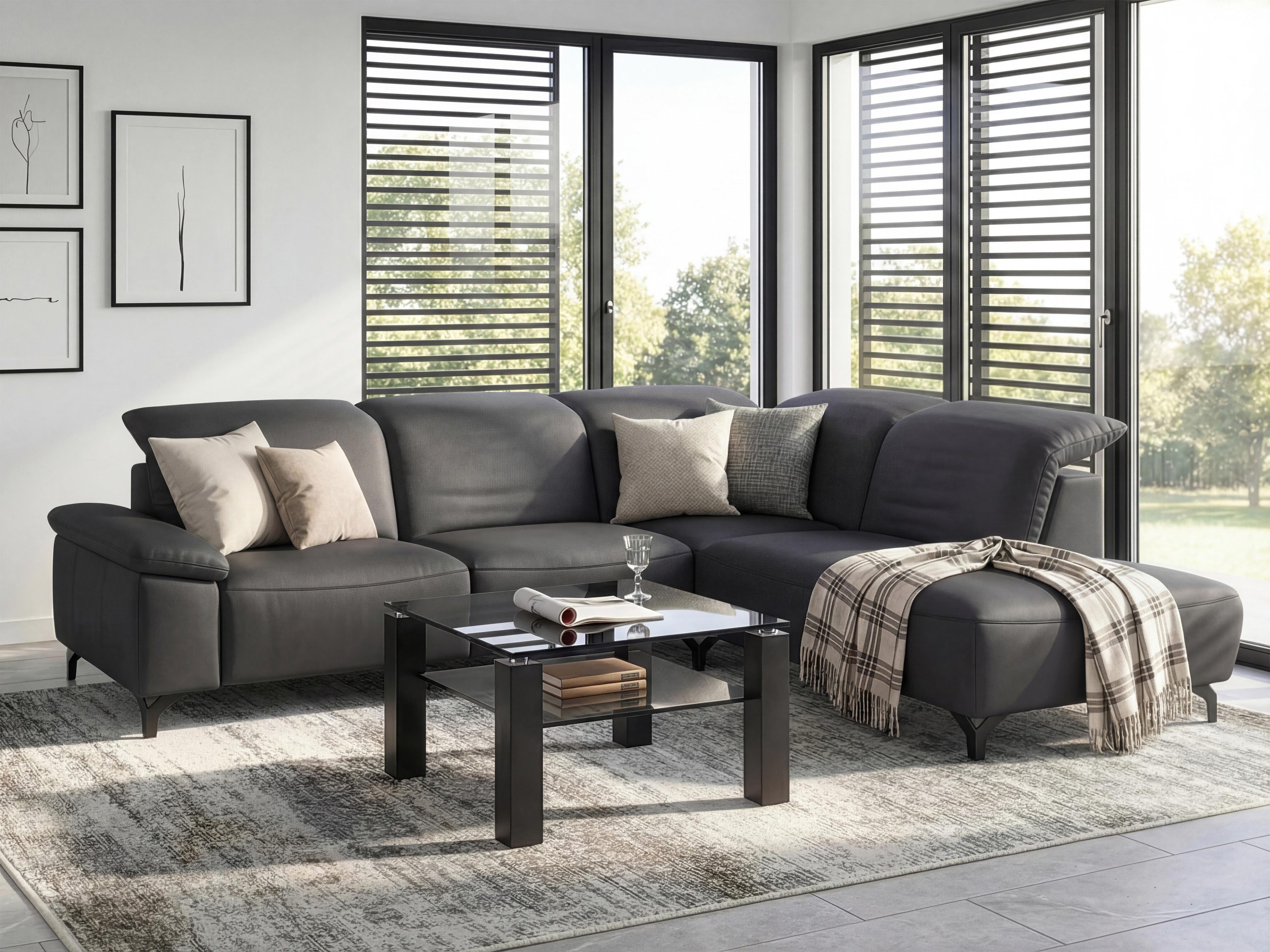 Musterring Ecksofa MR370, 3 Teile, Edles Leder in 3 Farben, Sitzkomfort nach Wahl, Maße 288 x 241 cm