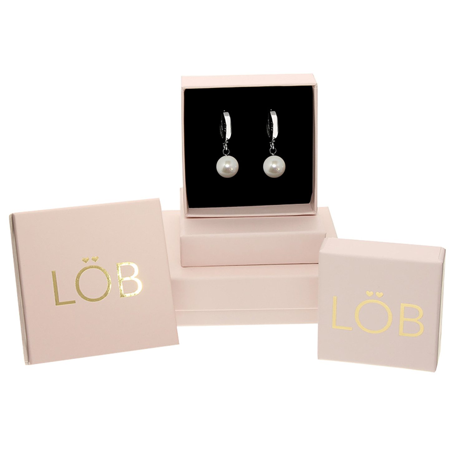 LÖB Perlenohrringe Creolen Ohrringe Silber Hängend mit Tropfen Perlen Anhänger Rund Klein (Geschenke für Frauen Beste Freundin Mutter Mama Damen Ehefrau sie zum Geburtstag Ostern Muttertag Muttertagsgeschenk, Inkl. Schmuckbox), Damen Ohrhänger Perlenohrringe Perlenanhänger Kurz Perle Brautschmuck