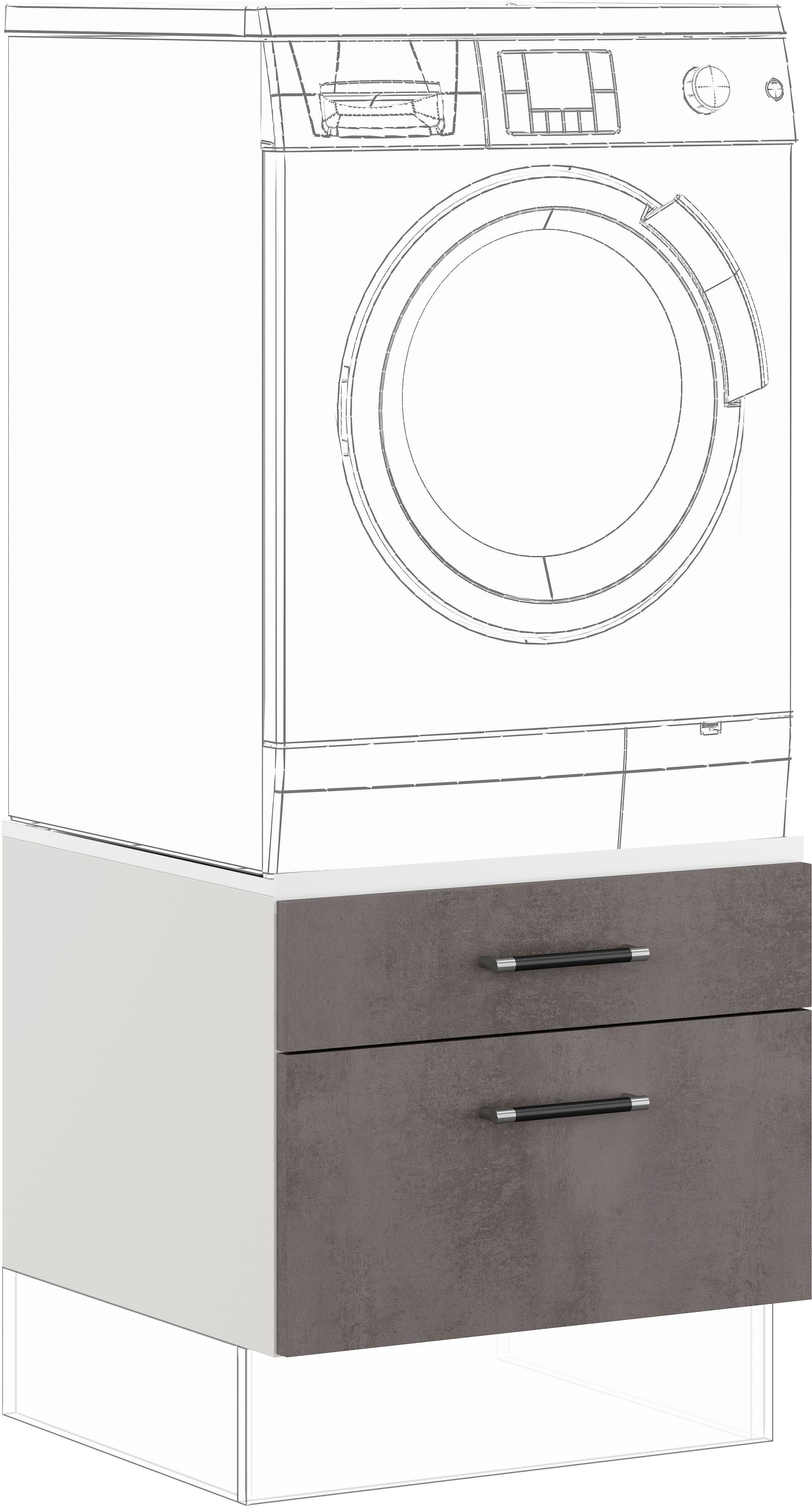 IMPULS KÜCHEN Waschmaschinenumbauschrank "Prag", Breite/Höhe: 60/43,5 cm, mit Soft-Close mit Schubkasten, mit Auszug, mit Auflagen für Wäschekorb