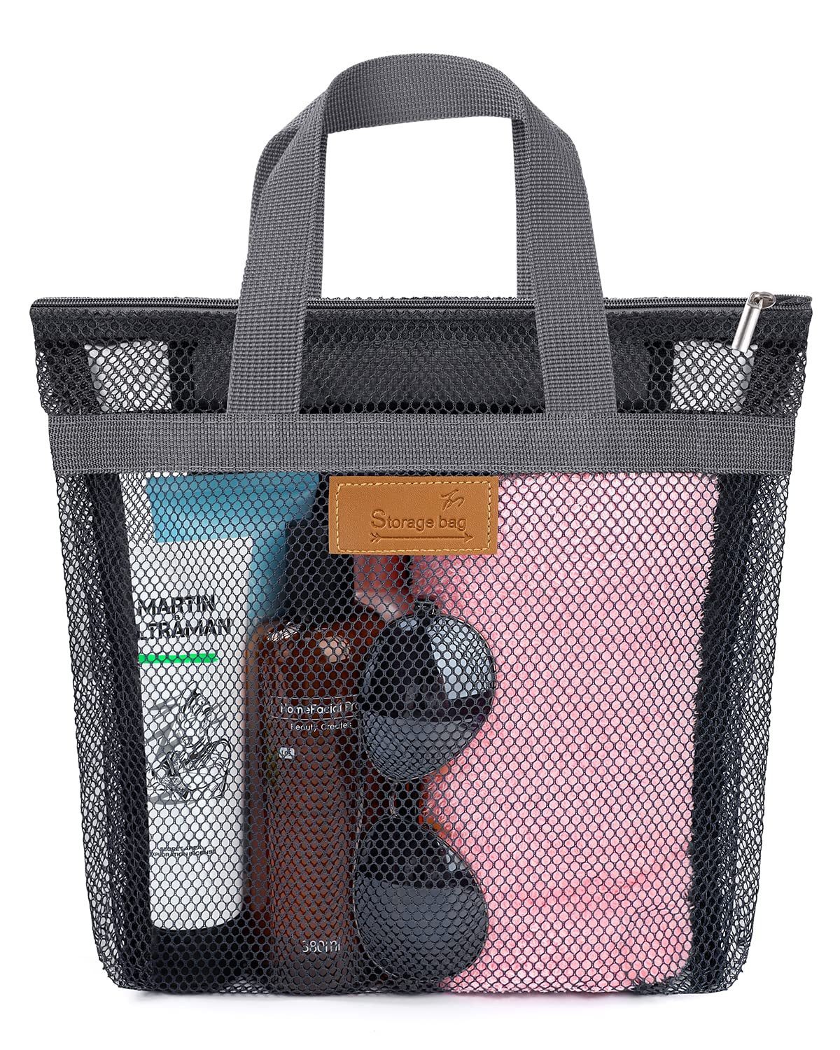 Zaewry Umhängetasche Tragbare Strandtasche, Netz-Duschkorb,Reise-Duschtasche Mit Griff, für Fitnessstudio,Duschraum,Strand,Reise-Toilett enartikel