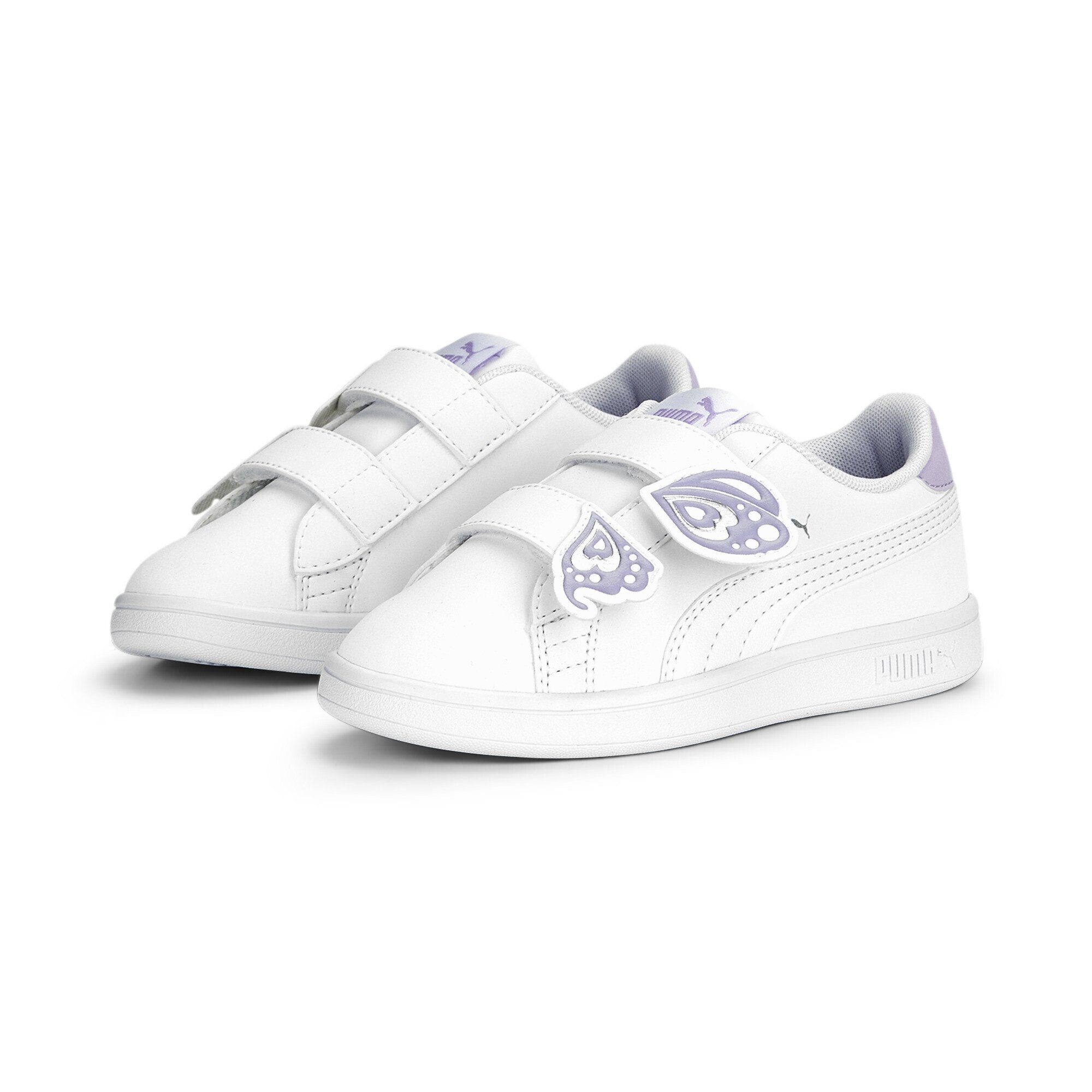 PUMA Smash v2 Kinder Metallic Purple White Violet AC Vivid Sneaker Sneakers Silver Jugendliche