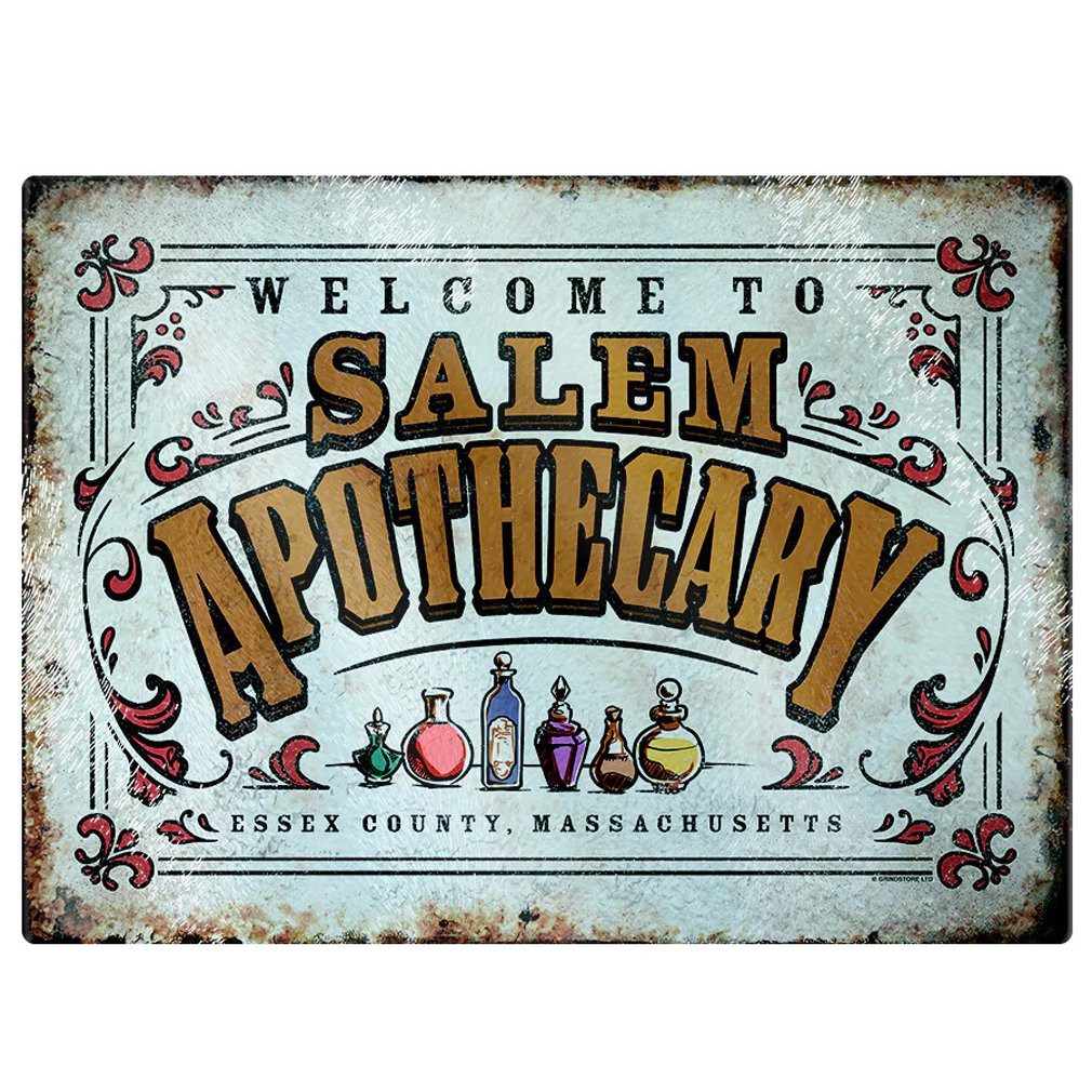 Grindstore Schneidebrett Vintage Witch Scheidbrett "Welcome to Salem Apothecary", Kultiges Scheidbrett