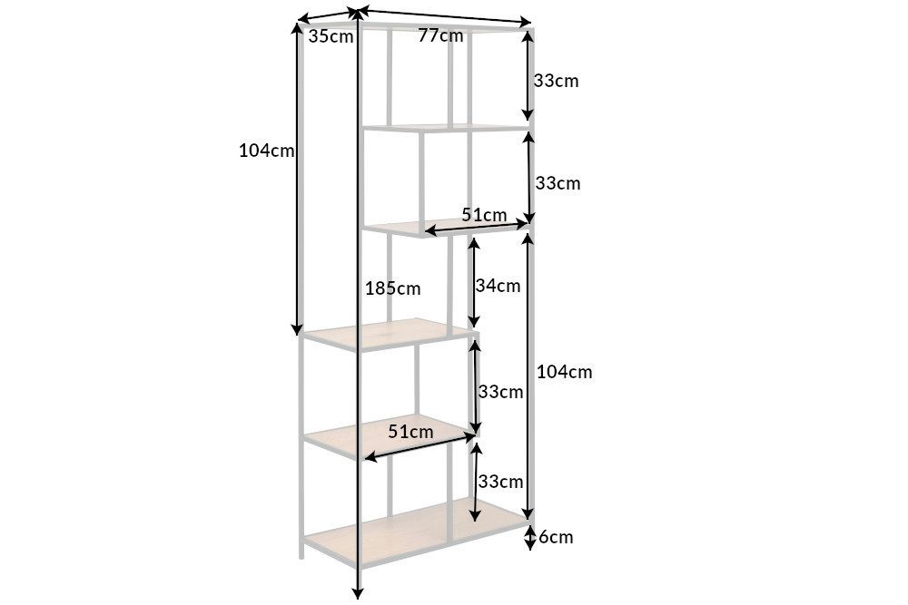 riess-ambiente Standregal SLIM LINE 185cm natur / schwarz, Einzelartikel 1-tlg., Wohnzimmer · Wildeiche-Design · Metall · mit Ablage · Industrial. € 99,95