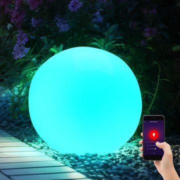etc-shop LED Wandstrahler, Außen Kugel dimmbar Wifi APP Alexa Google Home Garten