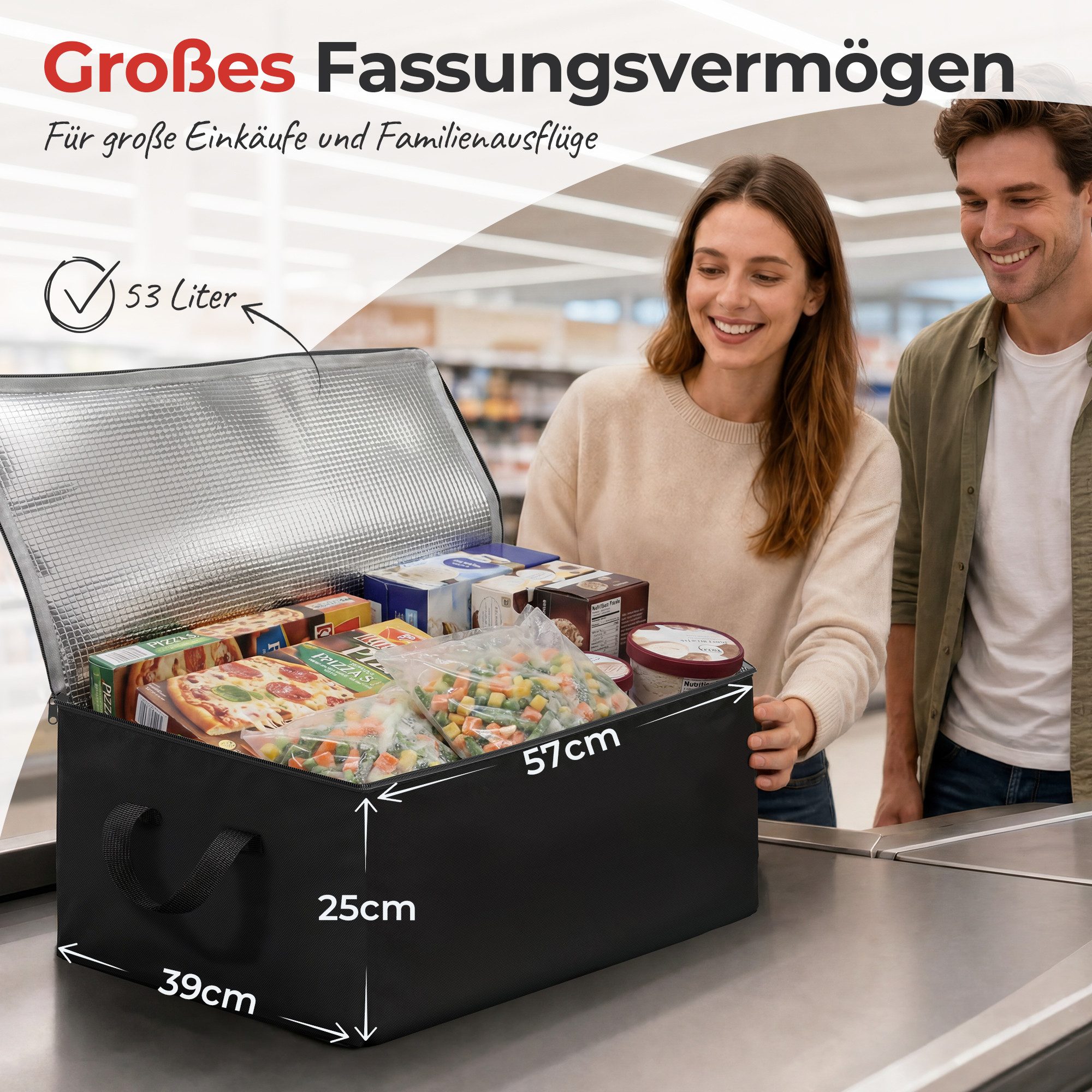 achilles Einkaufsbeutel Kühleinsatz Große Kühl-Tasche Kühl-Einsatz Thermo-Tasche für Klapp-Box – Bild 2 von 5
