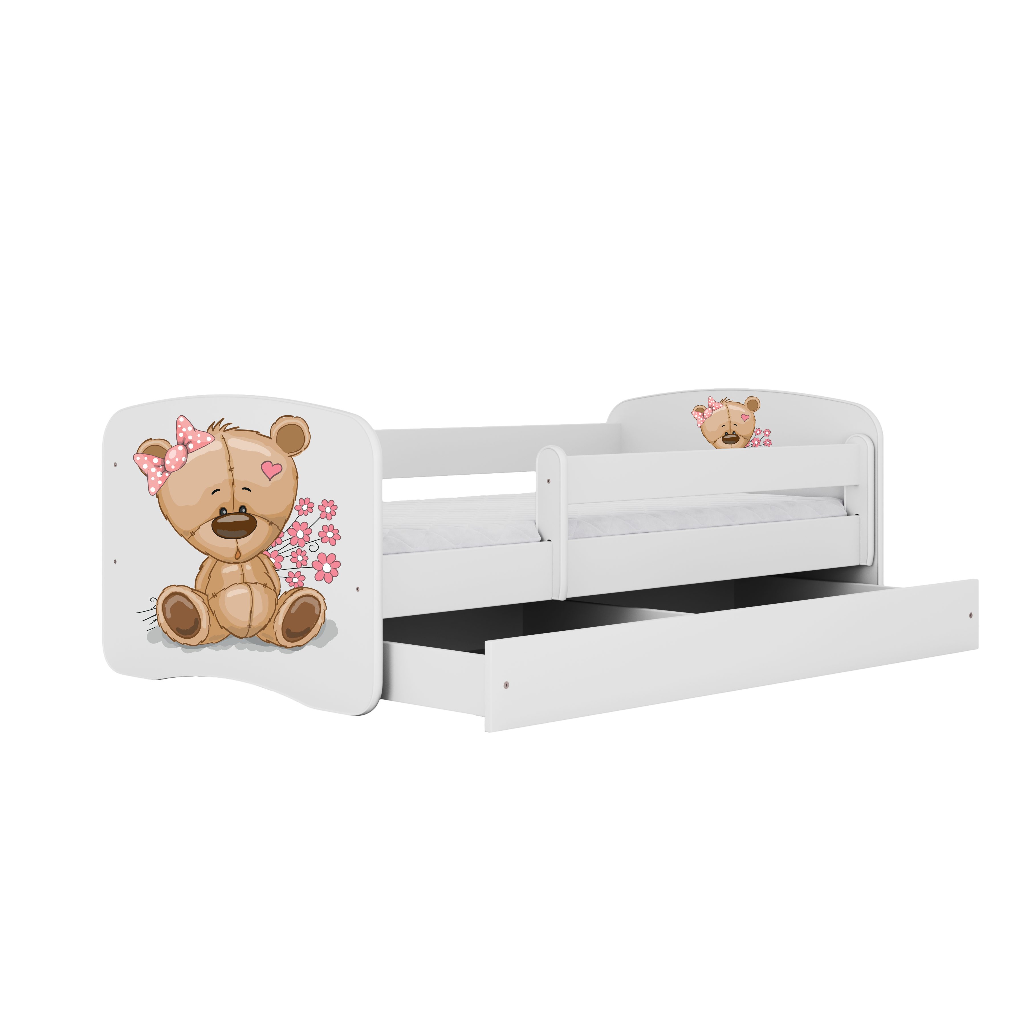 Raumhirsch Furniture Kinderbett 70x140, 80x160, 80x180 cm - Komplettset mit Matratze & Schublade (Bett für Mädchen, Einzelbett Kinder 2–12, mit Rausfallschutz & Lattenrost), verschiedene Farben & Designs